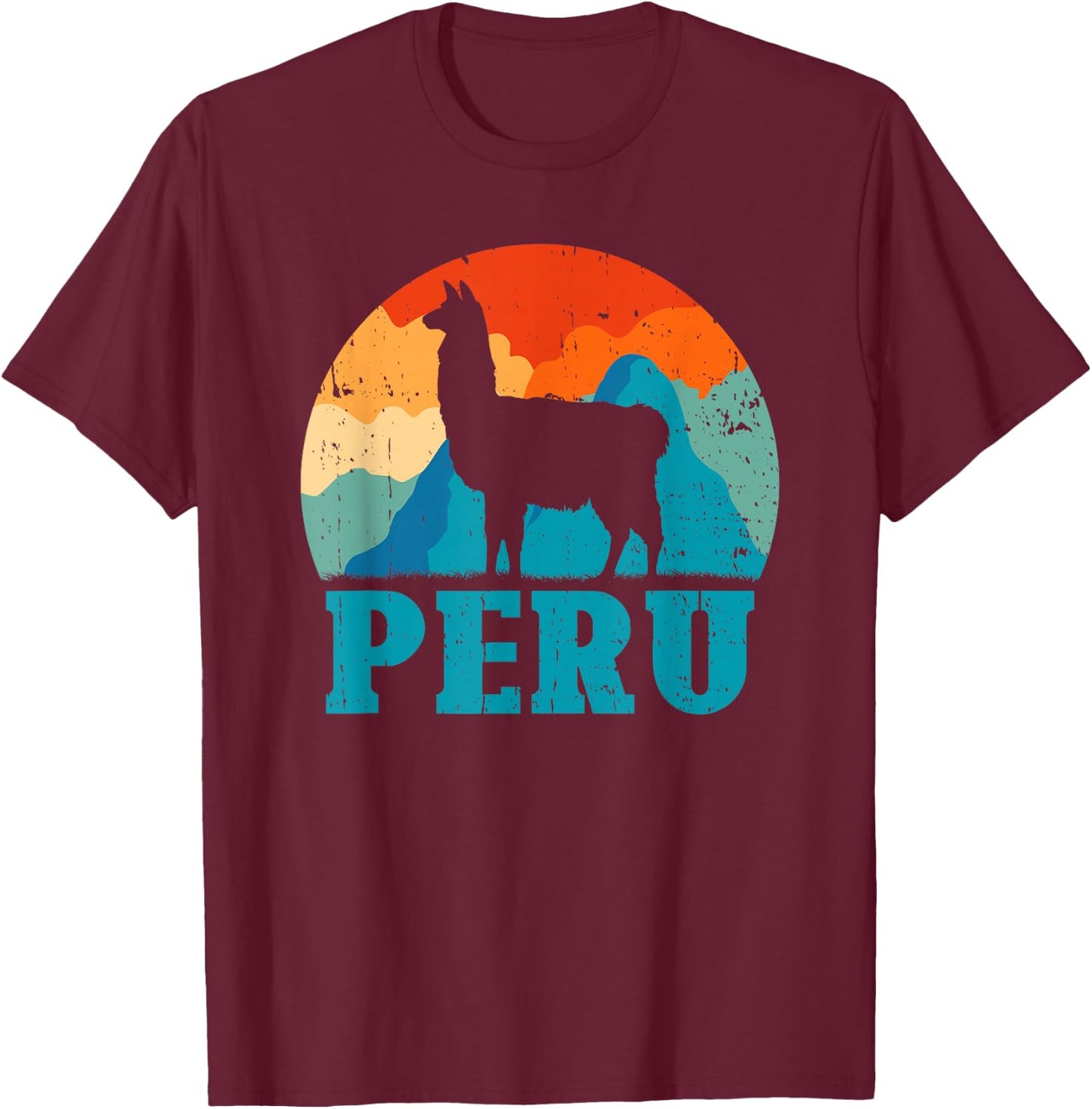 Peru Alpaca Retro Peruvian Llama T-Shirt - T-Shirt | Maroon