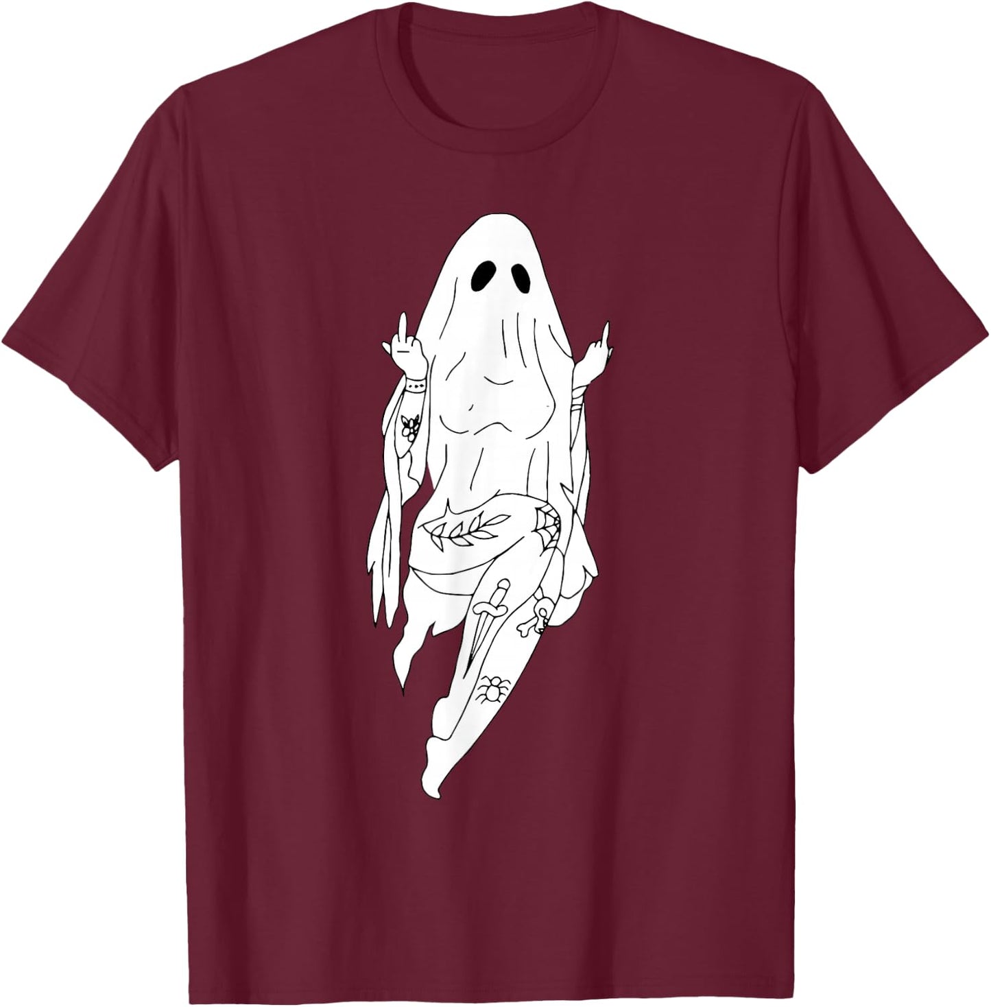 Middle Finger Sexy Boo Funny Halloween Sexy Ghost T-Shirt - T-Shirt | Maroon