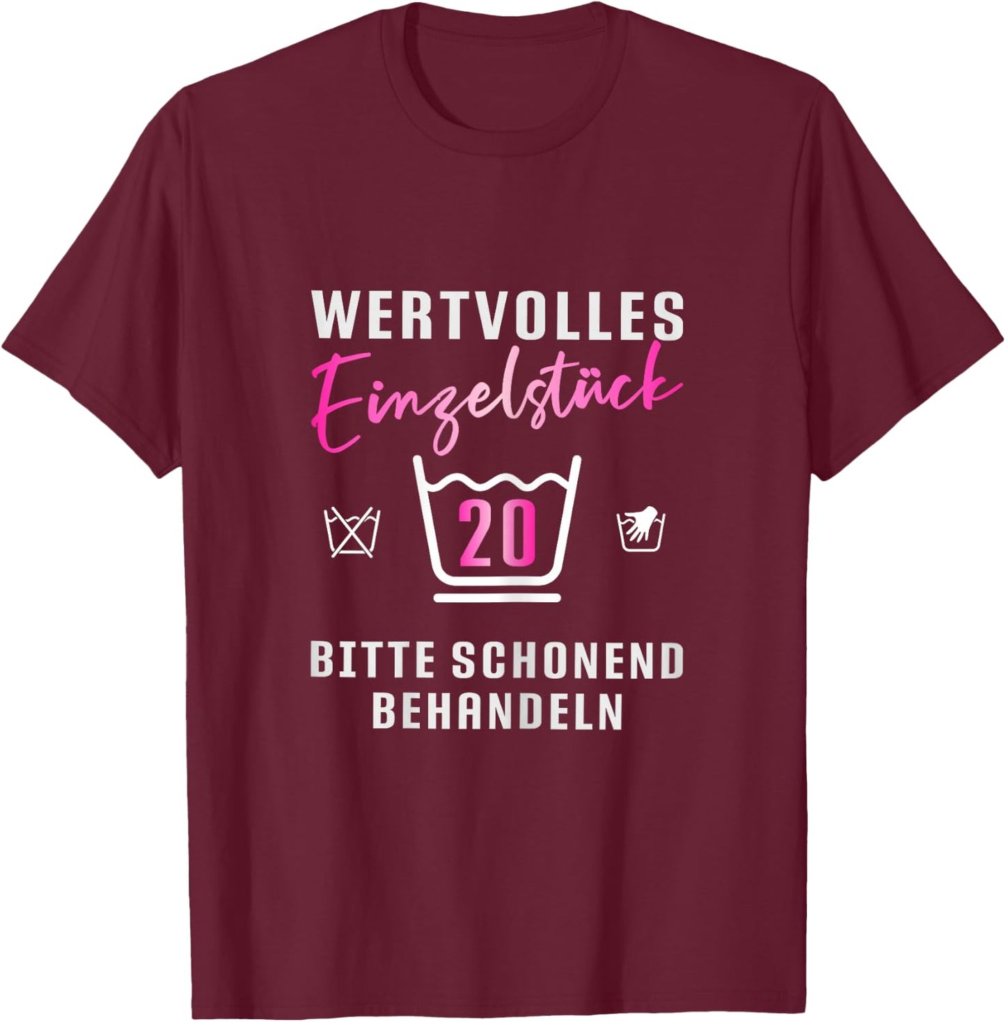 Damen 20ter Geburtstag Waschsymbole Geschenk zum 20. Geburtstag T-Shirt - T-Shirt | Maroon