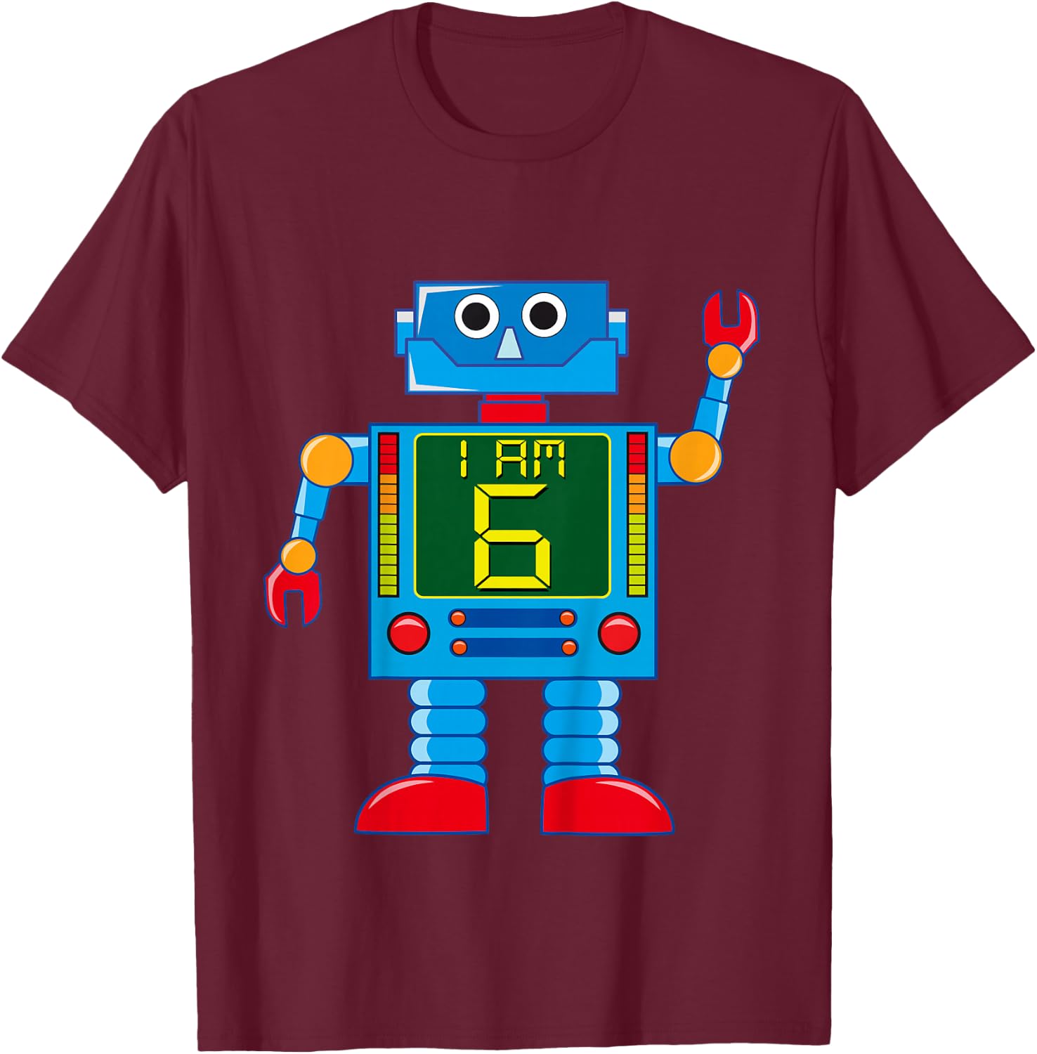 Attention. I am 6 years 6th birthday robot mechanics T-Shirt - T-Shirt | Maroon