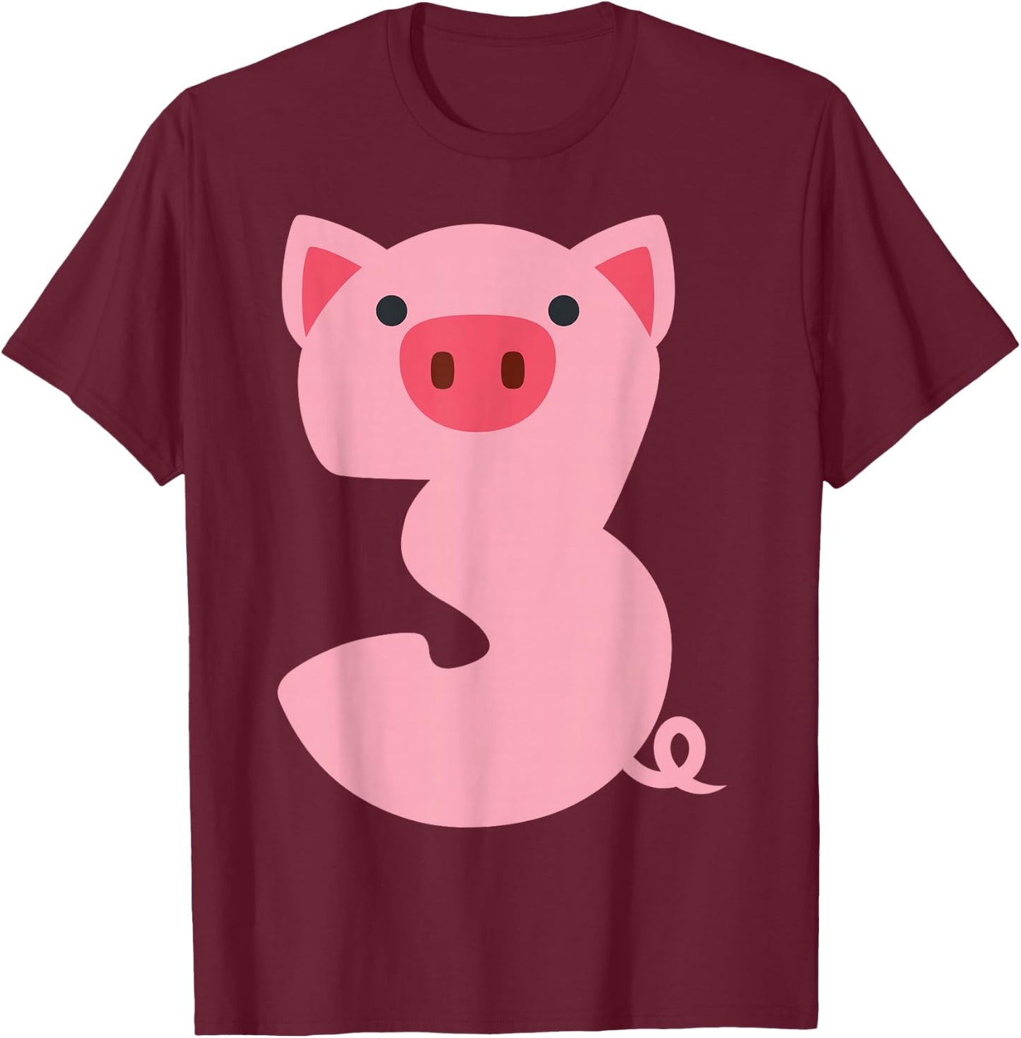 Fun Toddler 3rd Birthday Pig Themed 3 Year Old Boys Kids Pig T-Shirt - T-Shirt | Maroon