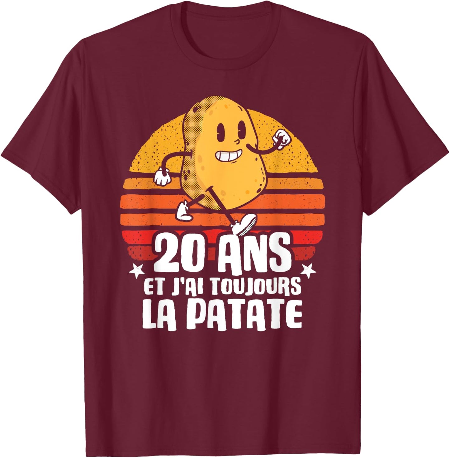 Anniv Gift 20 Years Birthday Decoration 20 Years Potato T-Shirt - T-Shirt | Maroon