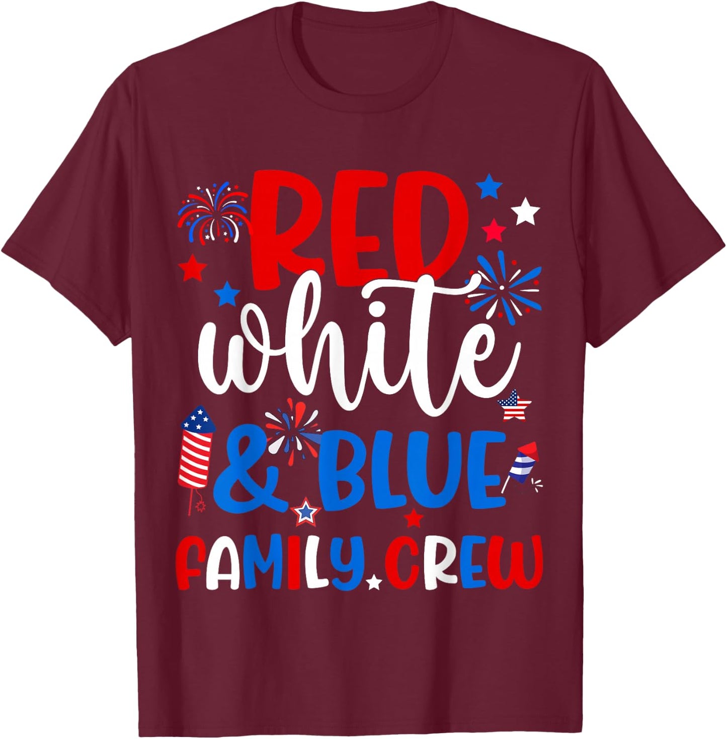 Retro Red White And Blue Family Crew Patriotic 4th Of July T-Shirt - T-Shirt | Maroon