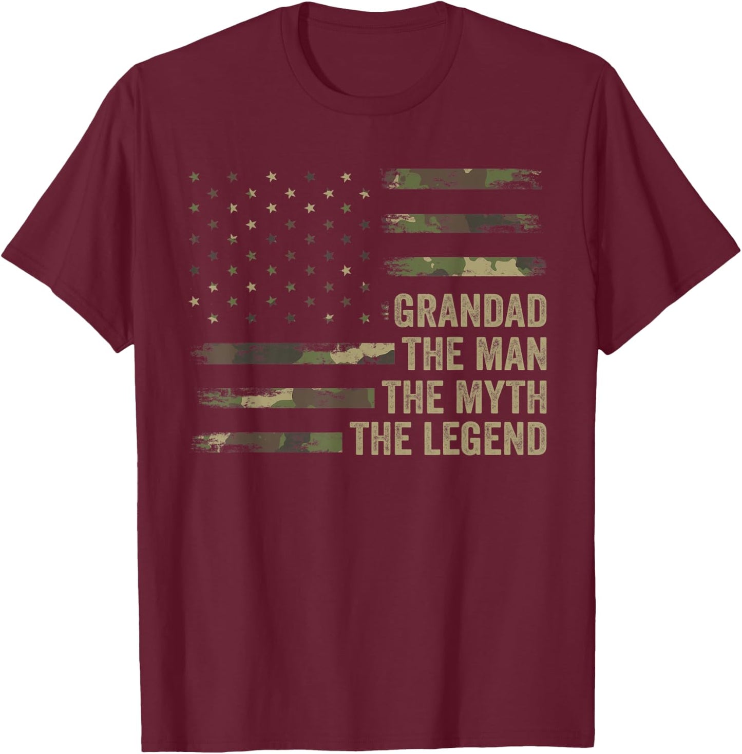 Grandpa Camo Flag Shirt, Grandad The Man The Myth The Legend T-Shirt - T-Shirt | Maroon