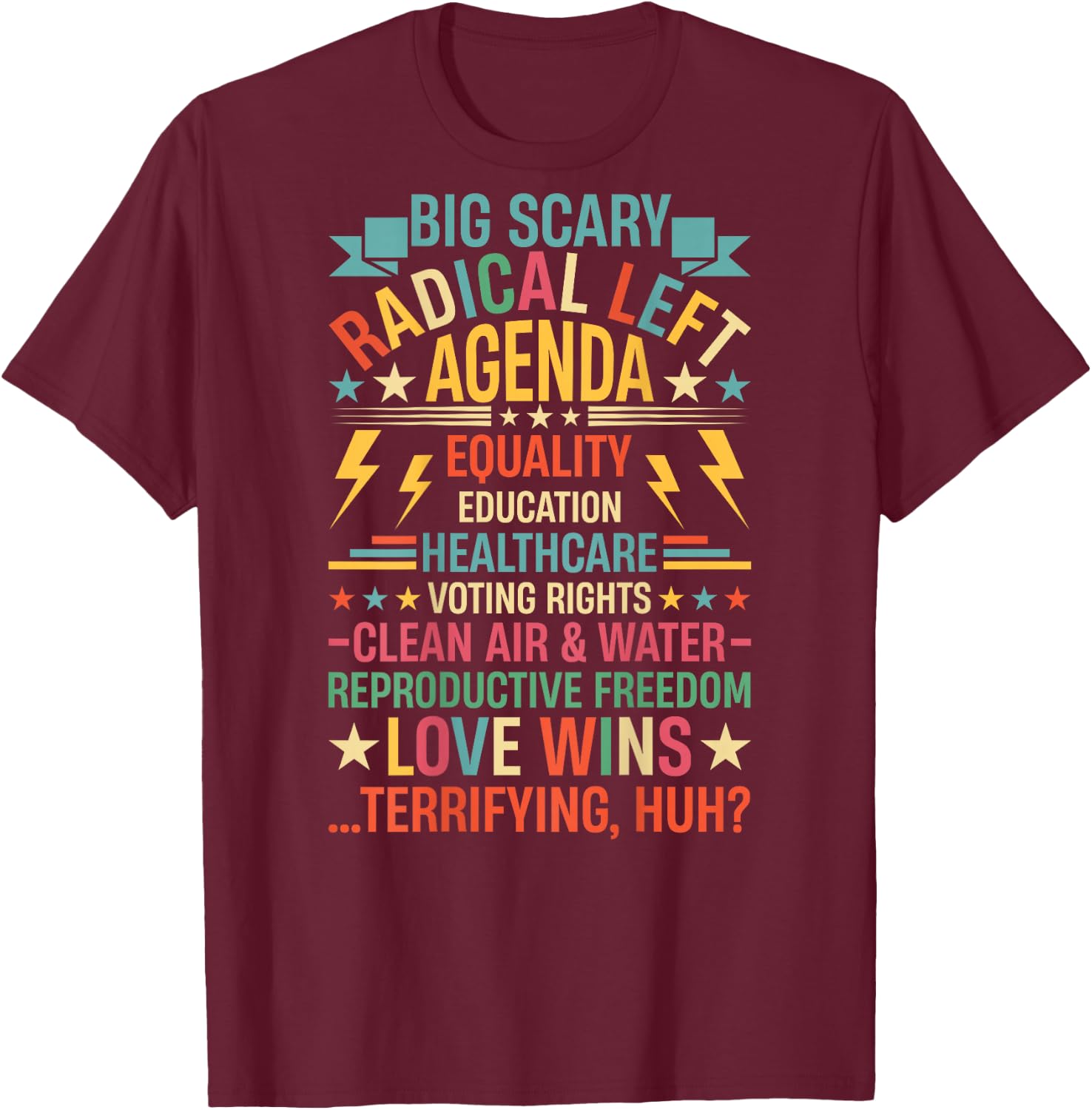 Support Radical Left Agenda USA Liberal 4th of July (ONBACK) T-Shirt - T-Shirt | Maroon