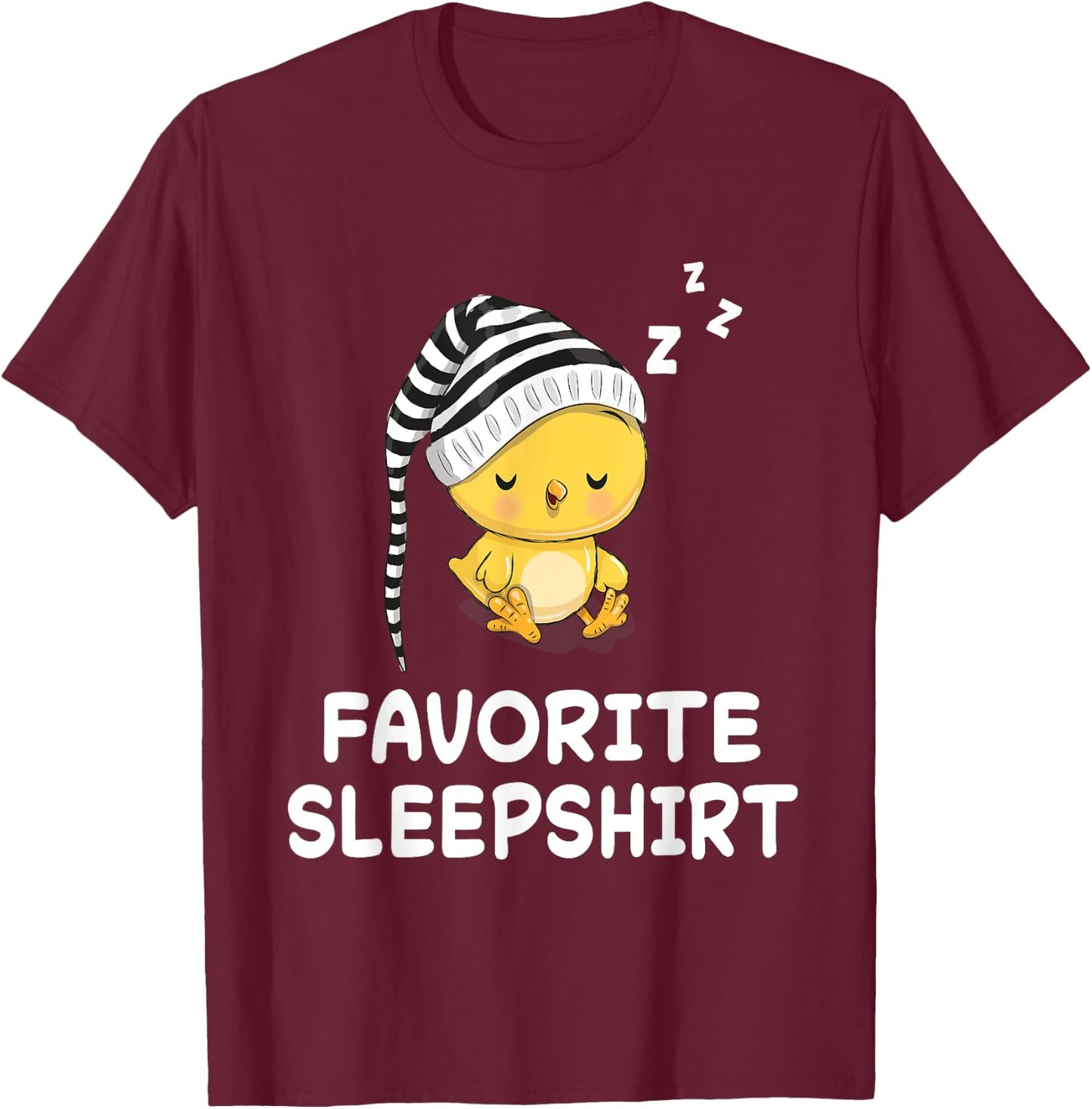Chick Chicken Nap Sleeping Sleep Pajama Nightgown T-Shirt - T-Shirt | Maroon