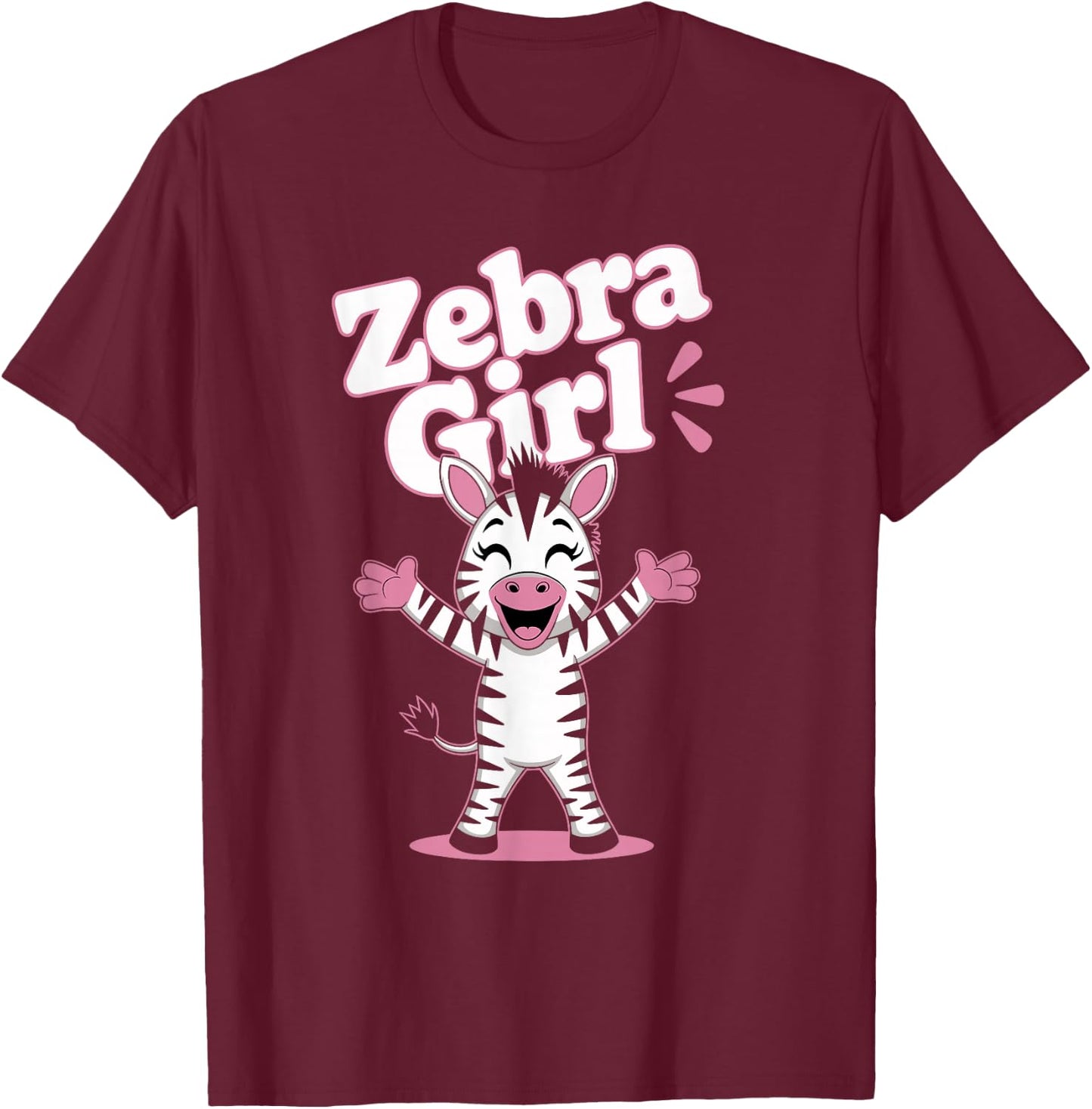 Zebra Girl | Childrens Zebras Product Youth Kids Girls Zebra T-Shirt - T-Shirt | Maroon