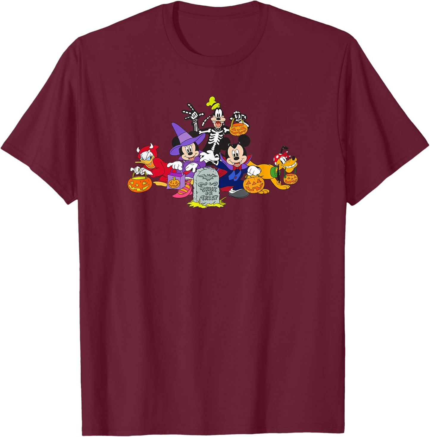 Disney Mickey and Friends Halloween Group Costume Trick! T-Shirt - T-Shirt | Maroon