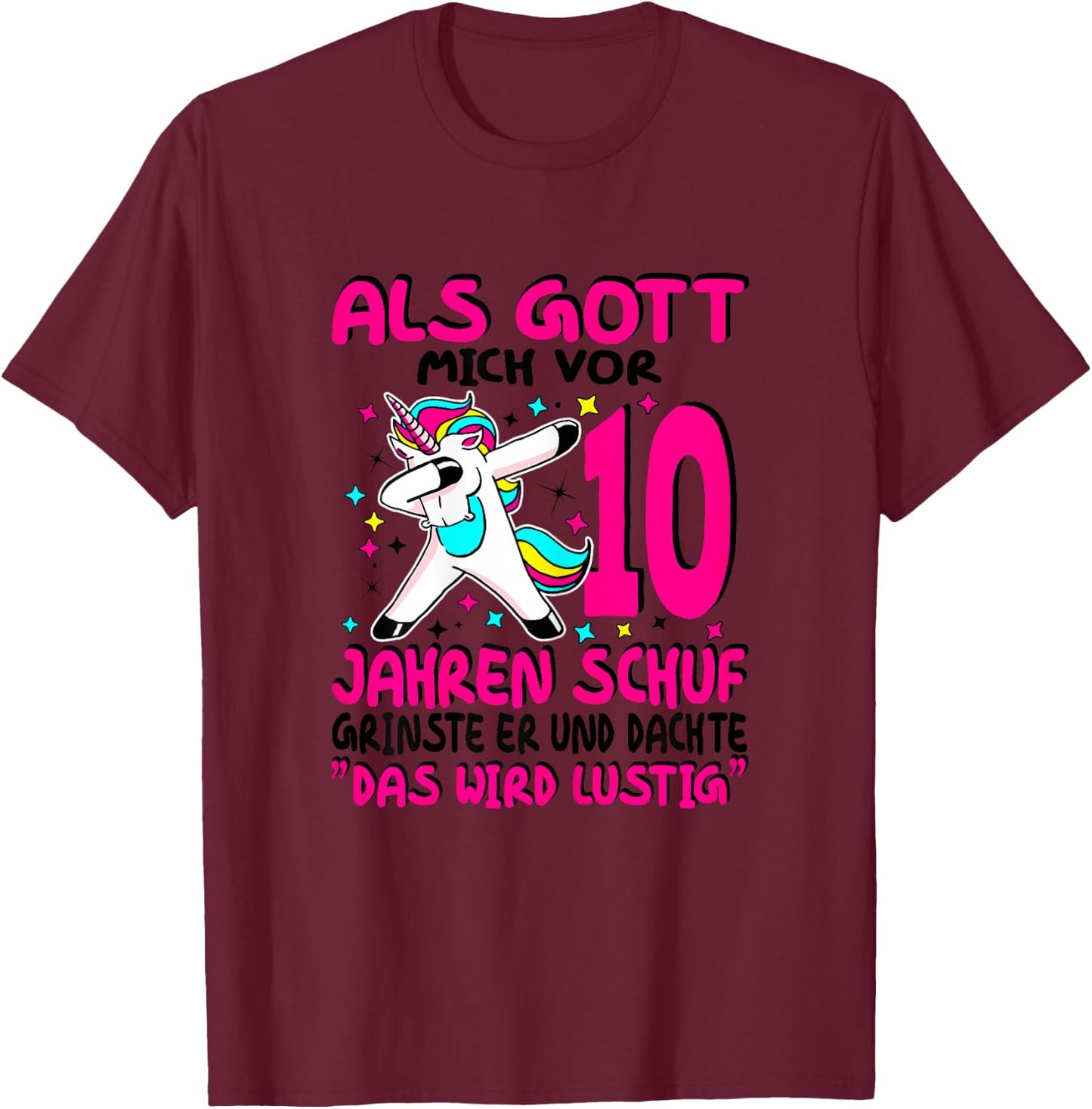 Girls 10 Years 10 Year Old 10 Birthday , White T-Shirt - T-Shirt | Maroon