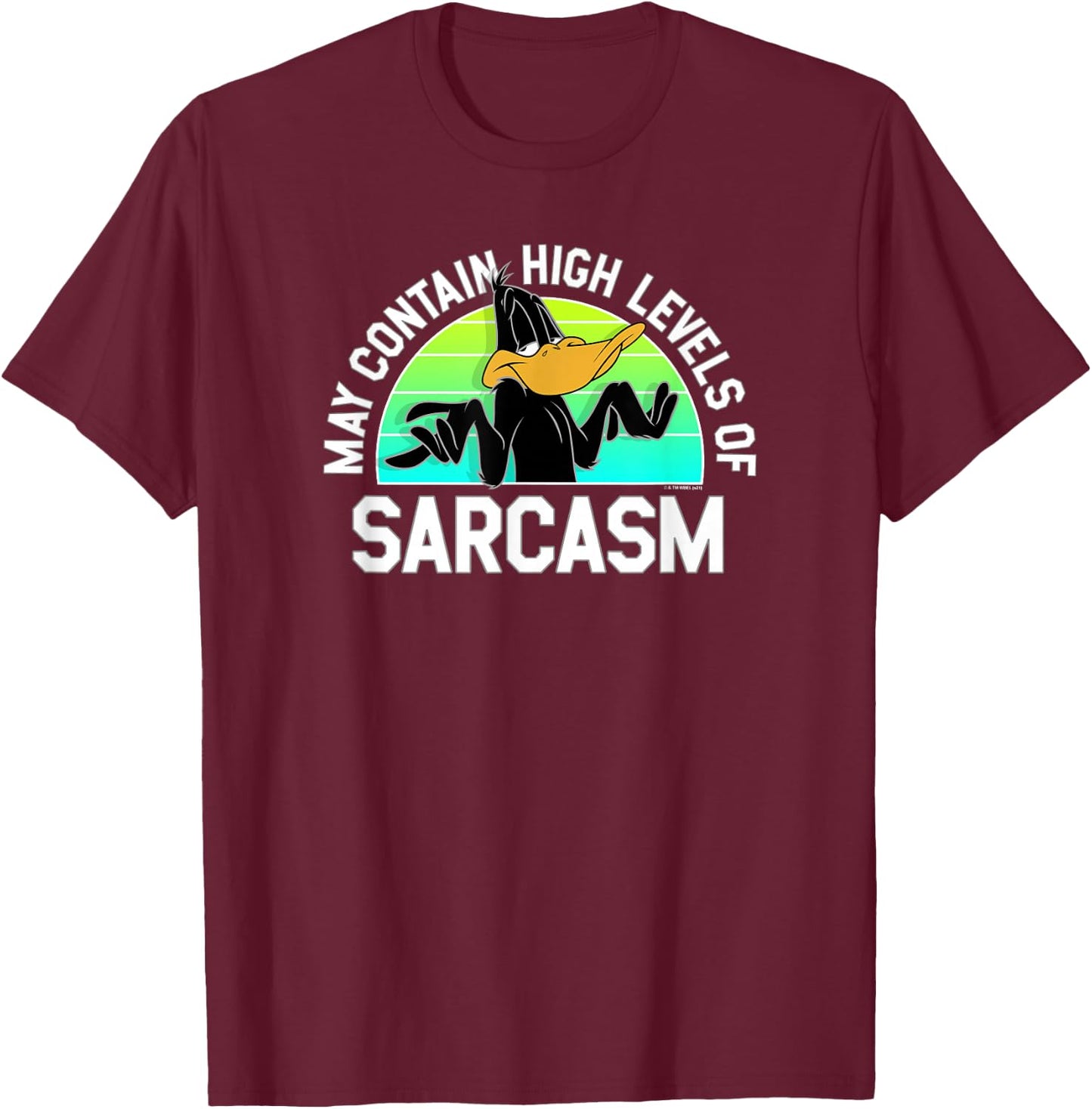 Looney Tunes Daffy Duck Contains High Levels of Sarcasm T-Shirt - T-Shirt | Maroon