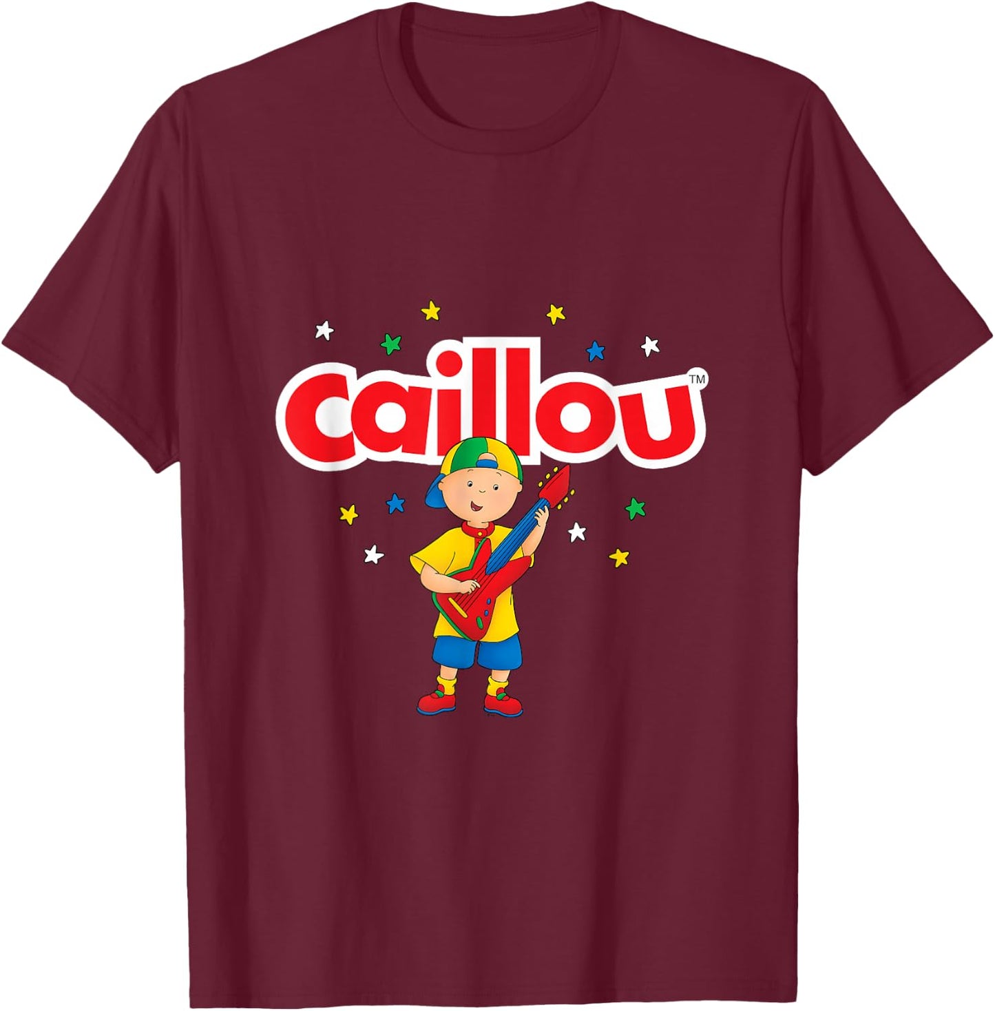 Caillou Plays Guitar , blue, s T-Shirt - T-Shirt | Maroon