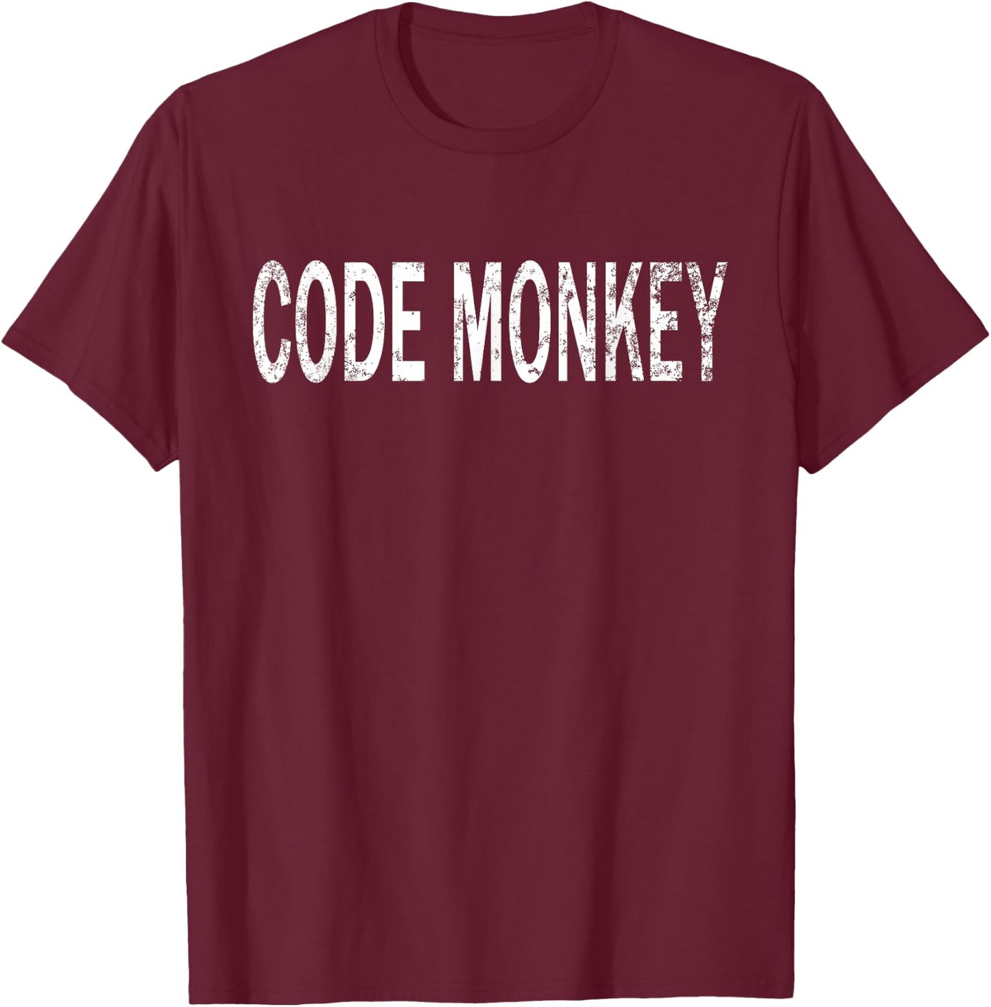 Vintage Code Monkey Distressed Techie Humor T-Shirt - T-Shirt | Maroon