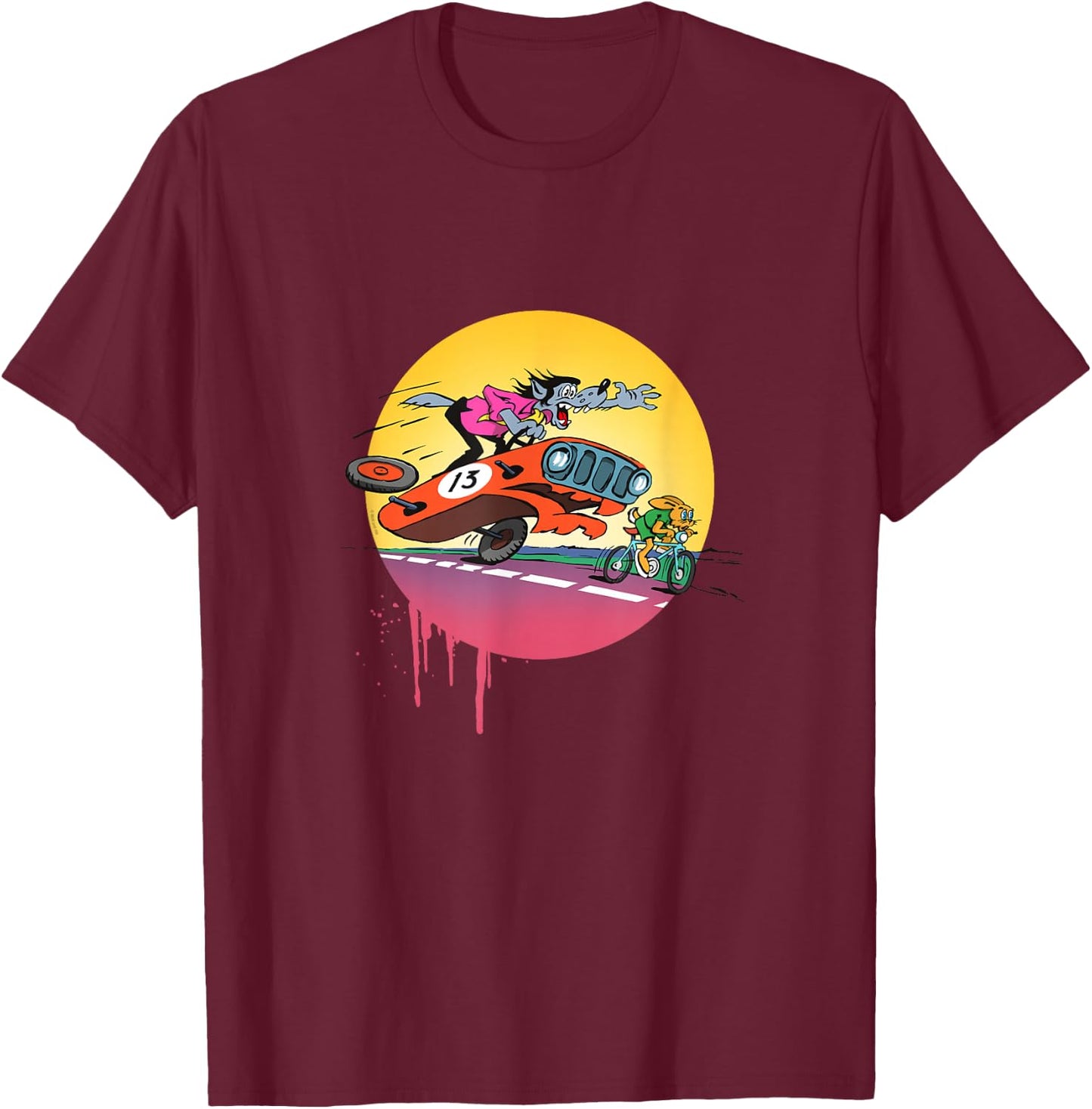 Hase & Wolf - Nu, pogodi! Hase & Wolf - Nu pogodi! Autojagd T-Shirt - T-Shirt | Maroon