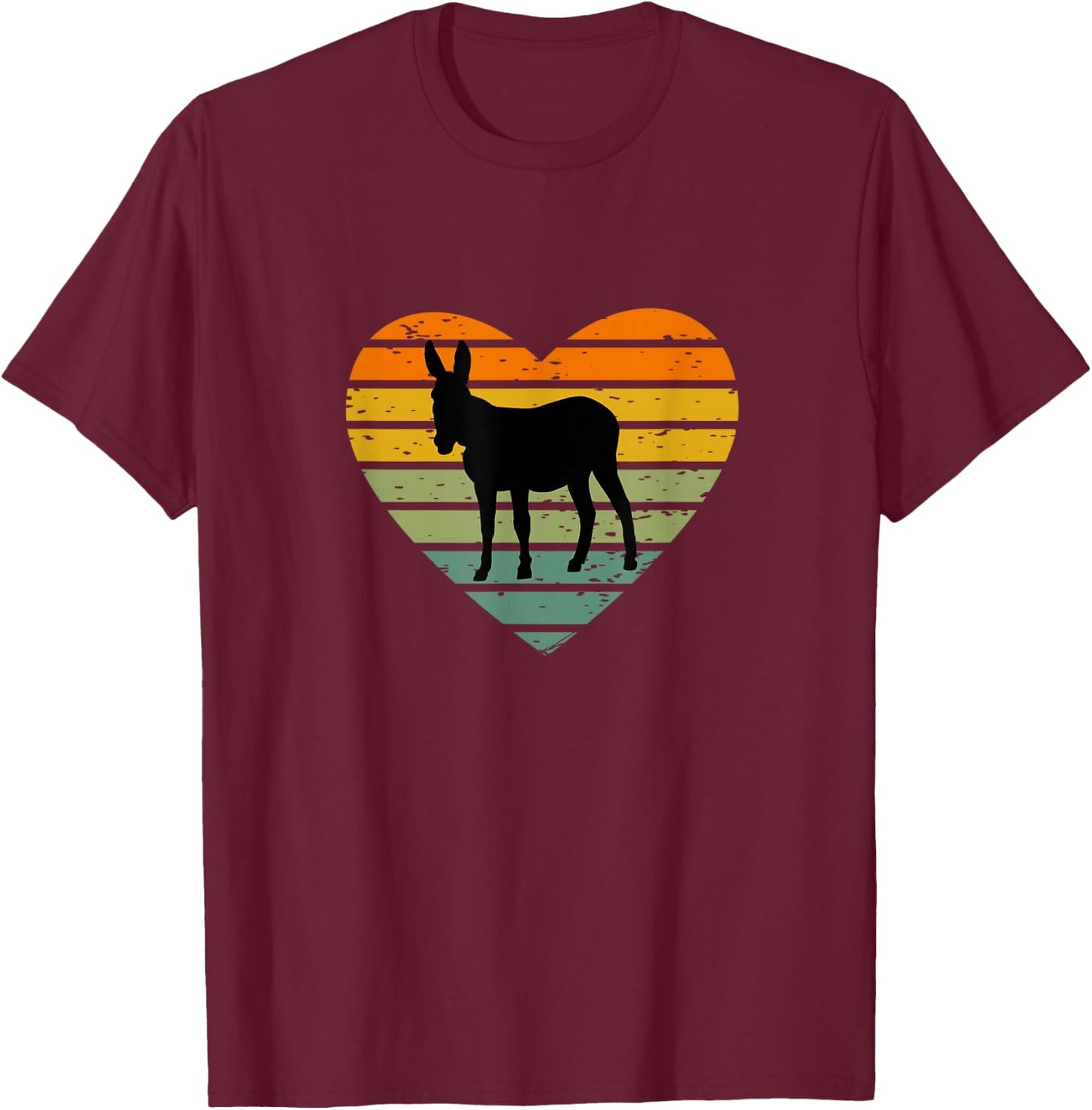 Ich Liebe Esel Retro Herz Silhouette Bauernhof Maultier T-Shirt - T-Shirt | Maroon