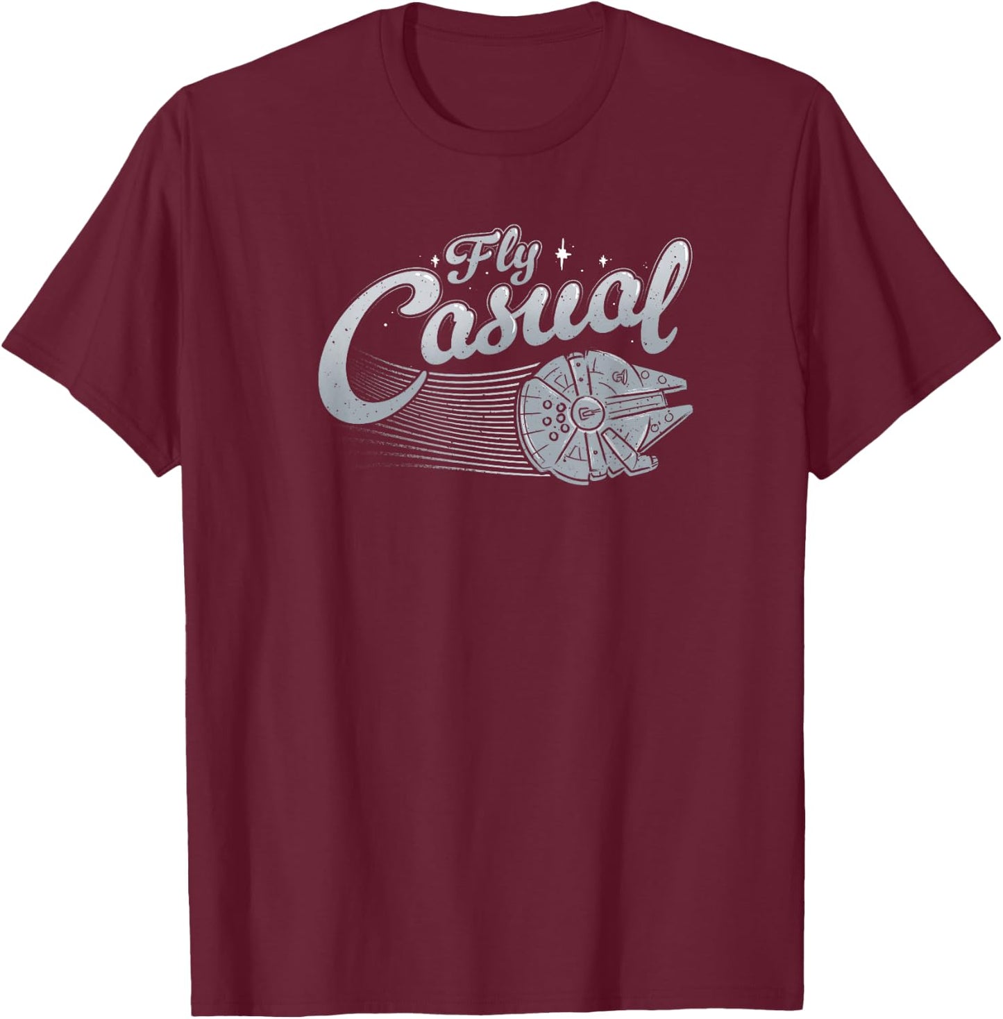 Star Wars Millennium Falcon Fly Casual Cool Logo T-Shirt - T-Shirt | Maroon