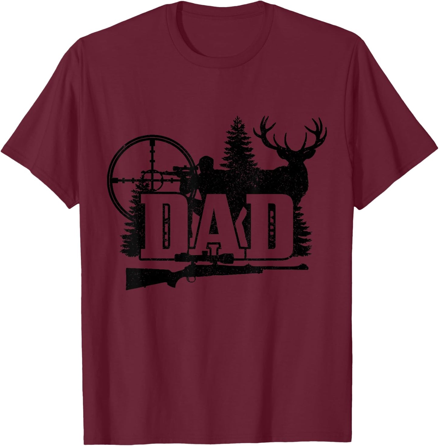 Hunting Dad Father's Day Whitetail Buck Deer Elk Hunter T-Shirt - T-Shirt | Maroon