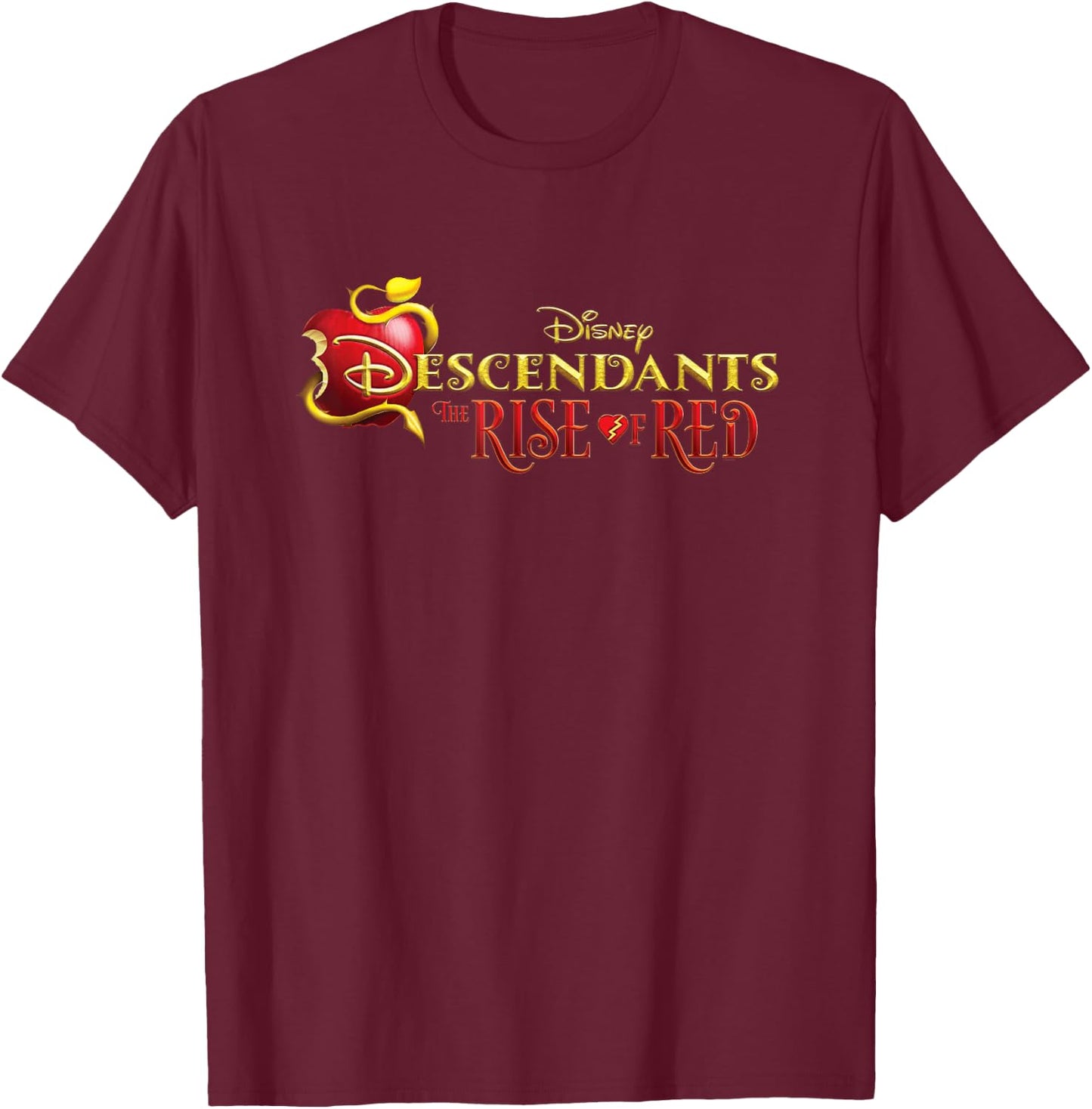 Disney Descendants 4: The Rise of Red Official Movie Logo , Black, S T-Shirt - T-Shirt | Maroon