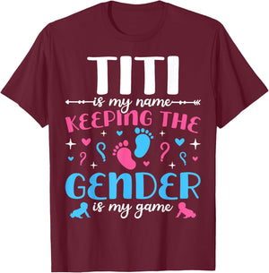 Keeper Of The Gender Titi Baby Announcement Family Party T-Shirt - T-Shirt | Maroon