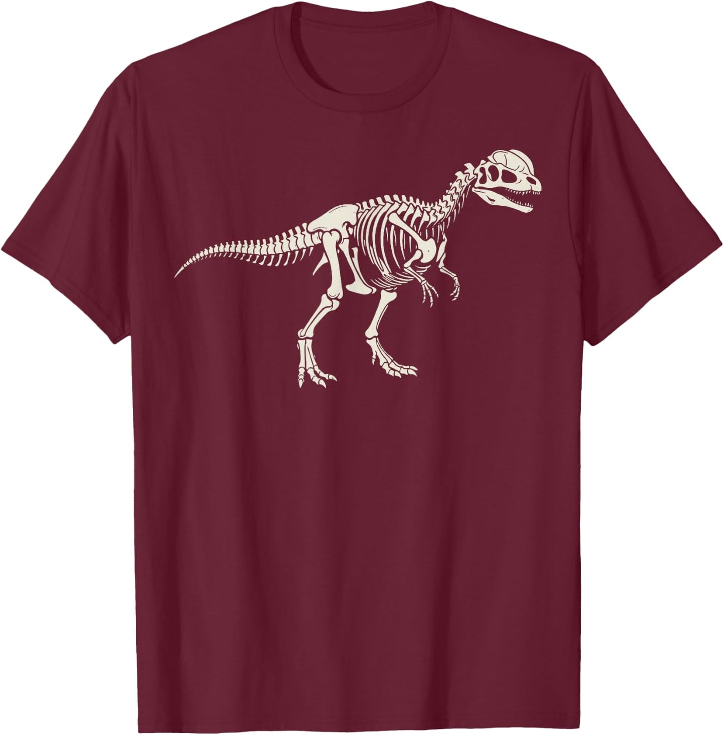 Dilophosaurus Skeleton Museum T-Shirt - T-Shirt | Maroon
