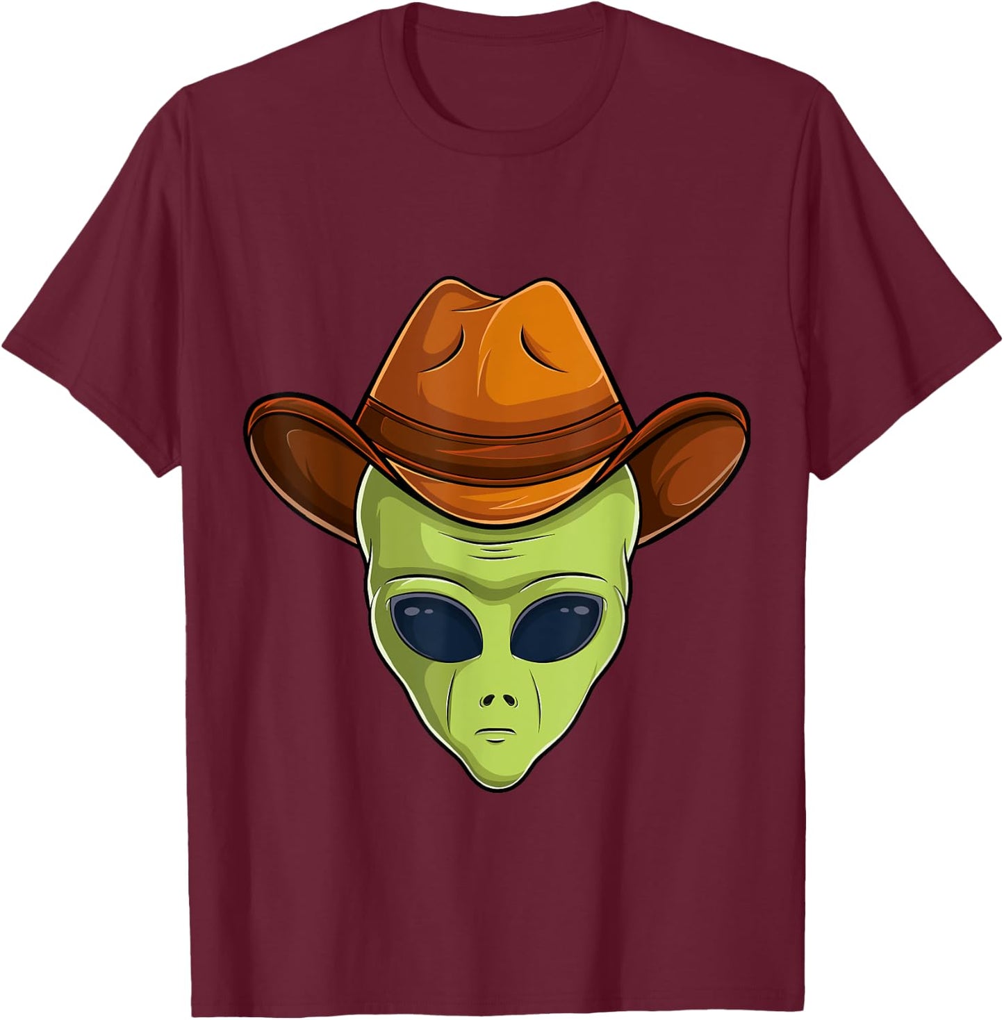 alien face cowboy hat costume Halloween kids UFO cosplay men T-Shirt - T-Shirt | Maroon