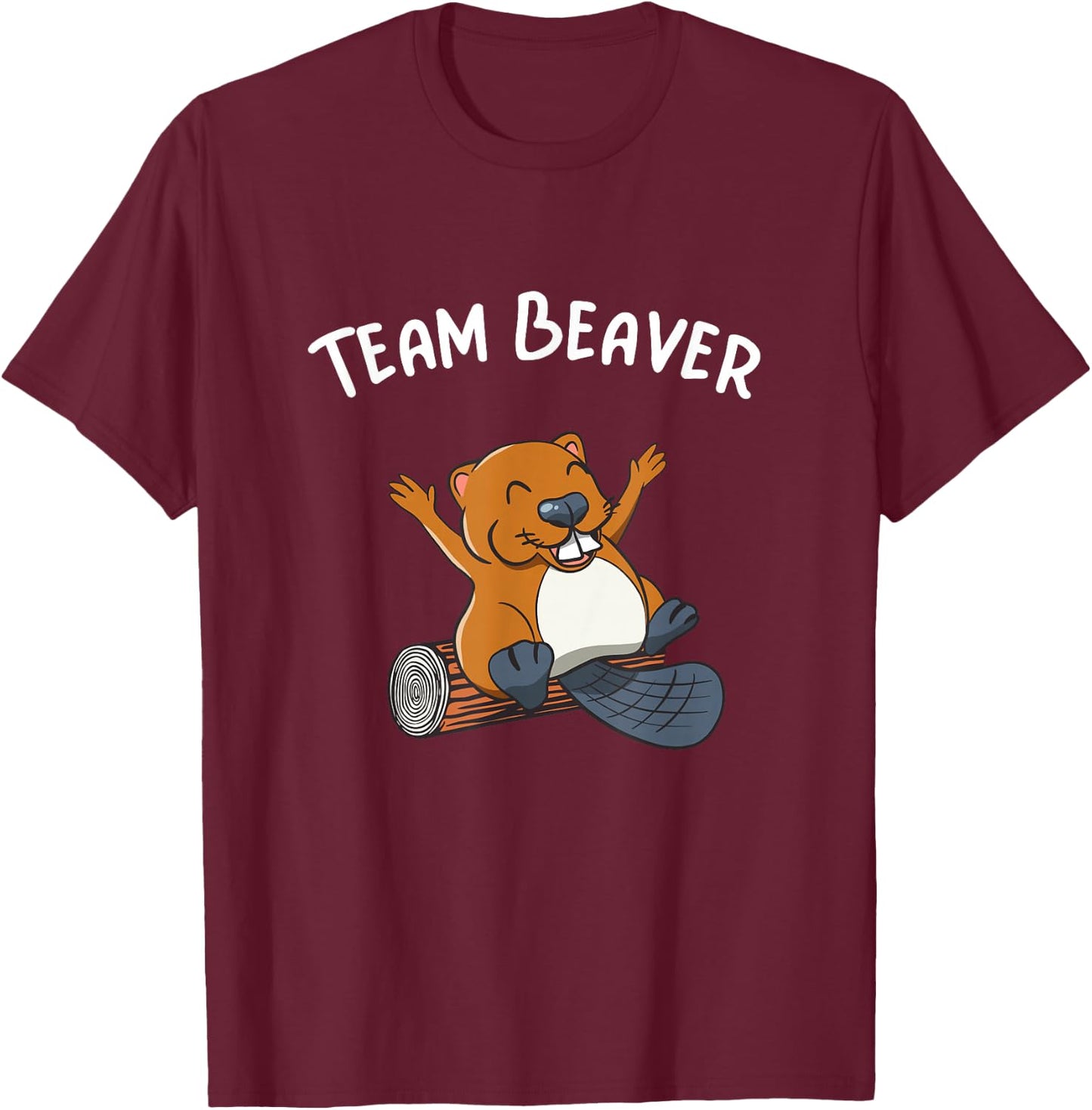 Team Beaver Rodent Cute Animal Funny Beaver T-Shirt - T-Shirt | Maroon
