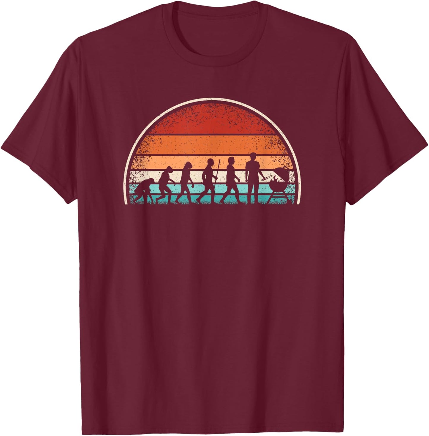 Evolution Grilling Funny BBQ Retro Grill Barbecue Men T-Shirt - T-Shirt | Maroon