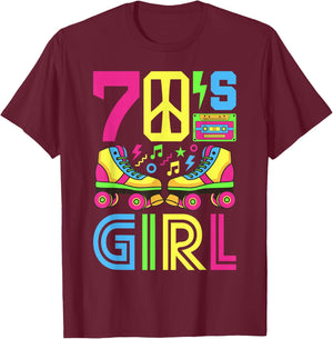 70s Girl 70s Outfit 70s Costume 70s Party 70s , black T-Shirt - T-Shirt | Maroon