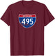 Vintage Interstate I-495 T-Shirt - T-Shirt | Maroon