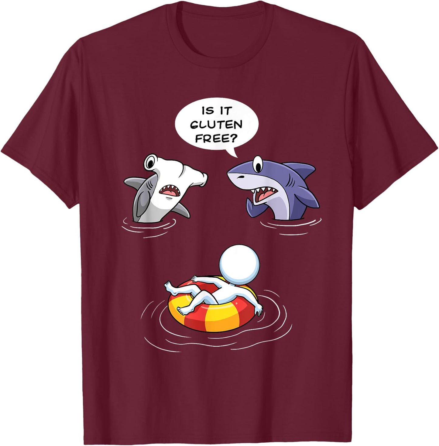 Is it Gluten Free Funny Shark Gluten Allergy Celiac Disease T-Shirt - T-Shirt | Maroon