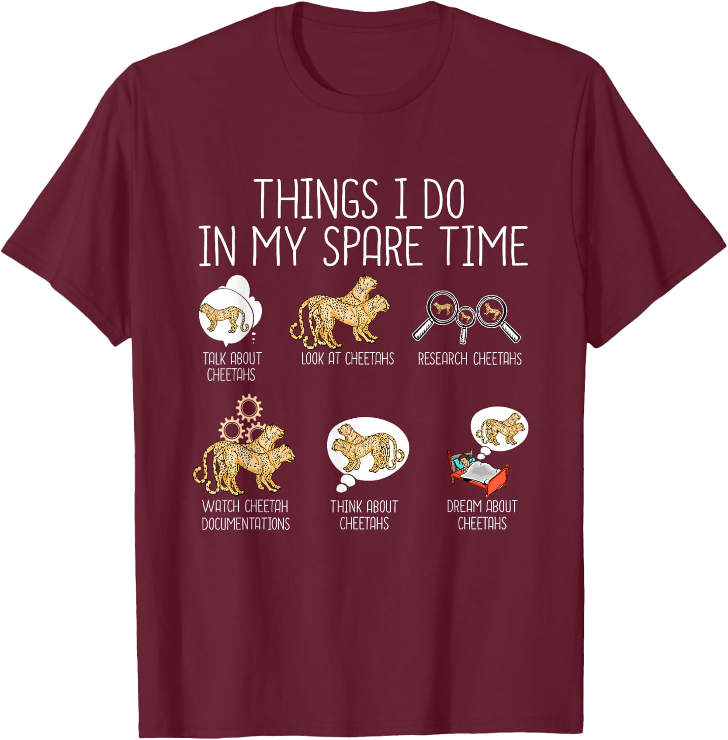 Funny Cheetah Lover Kids African Wild Cat Cheetah T-Shirt - T-Shirt | Maroon