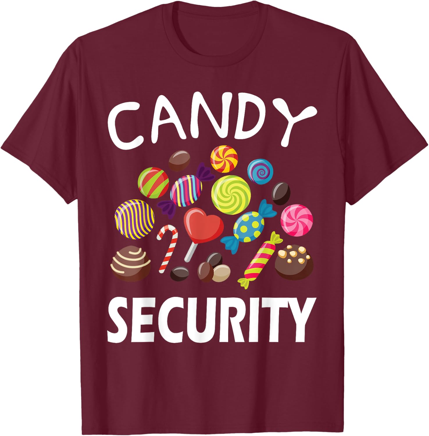 Candy Security Halloween Costume Party , black, S T-Shirt - T-Shirt | Maroon