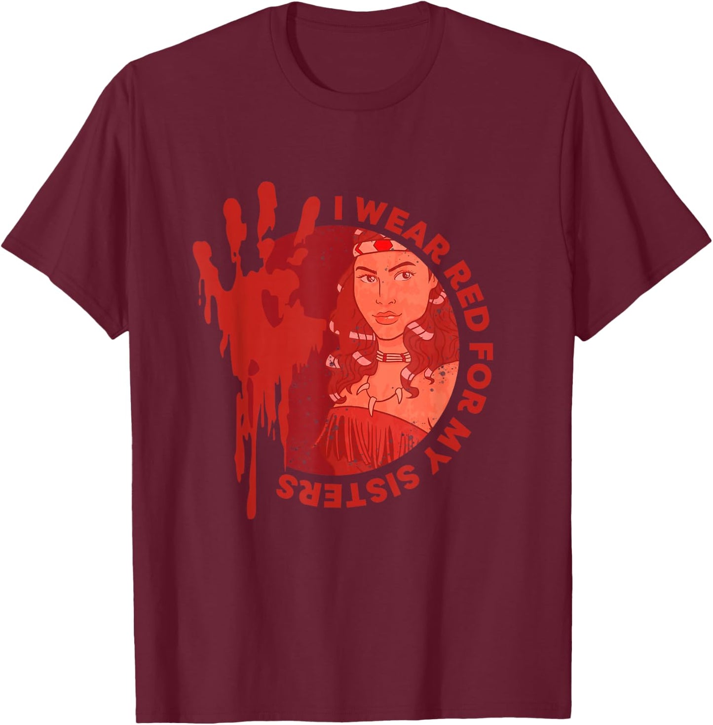 Native America MMIW Awareness - I Wear Red For My Sisters T-Shirt - T-Shirt | Maroon