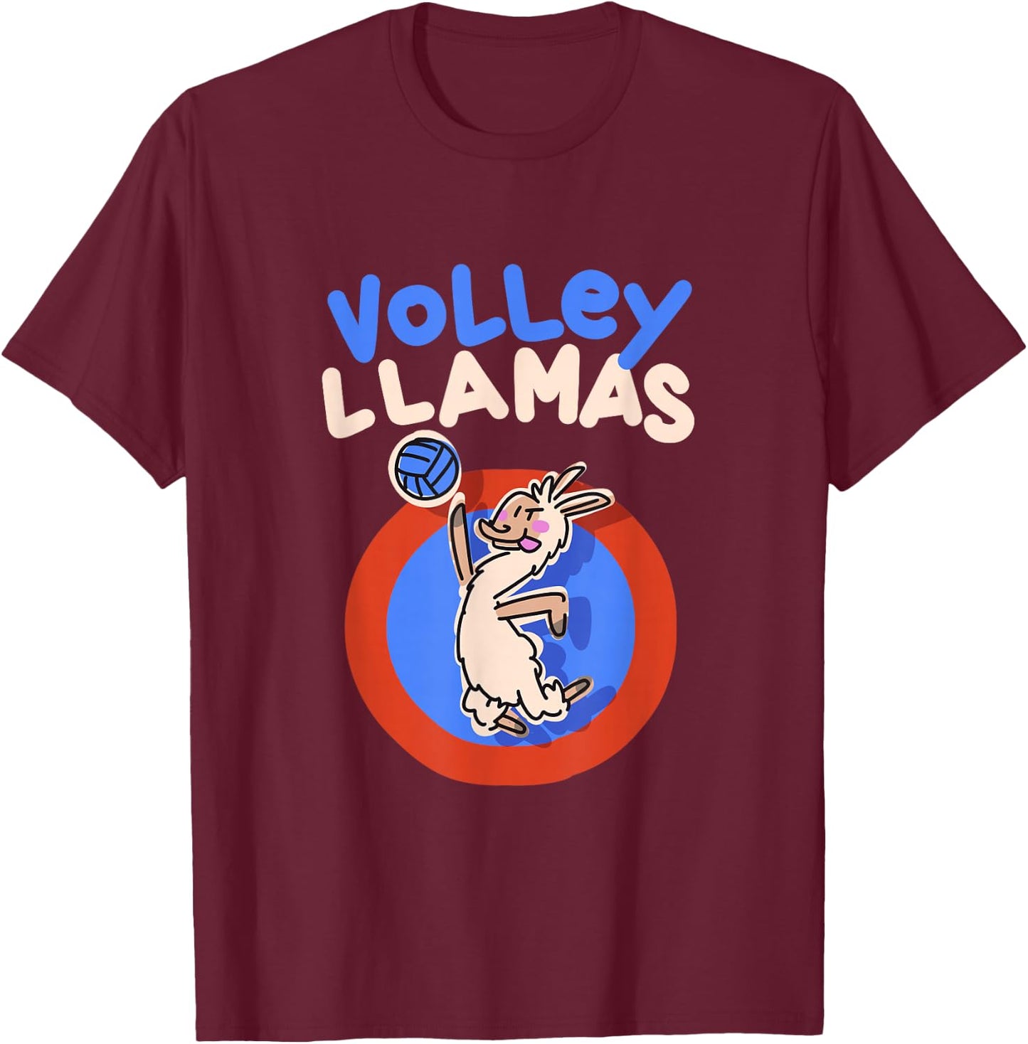 Volley Llamas I Funny Volleyball Lama Alpaca T-Shirt - T-Shirt | Maroon