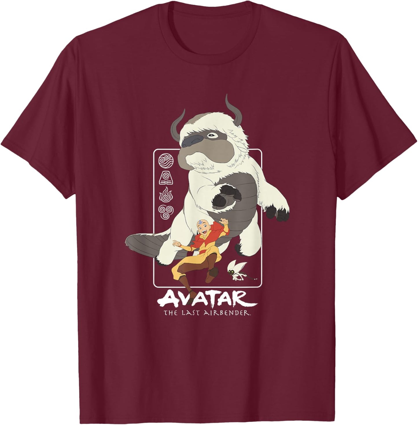 Avatar: The Last Airbender Air Nomad Friends Group Shot T-Shirt - T-Shirt | Maroon