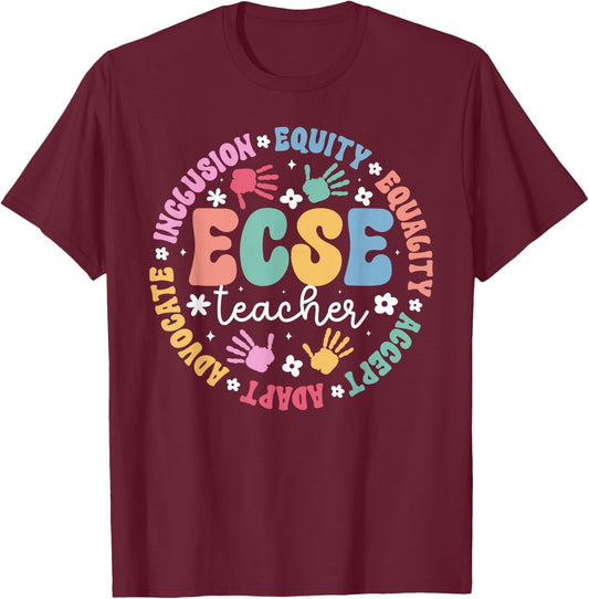 ECSE Teacher Appreciation ECSE Squad ECSE Team ECSE Crew T-Shirt - T-Shirt | Maroon