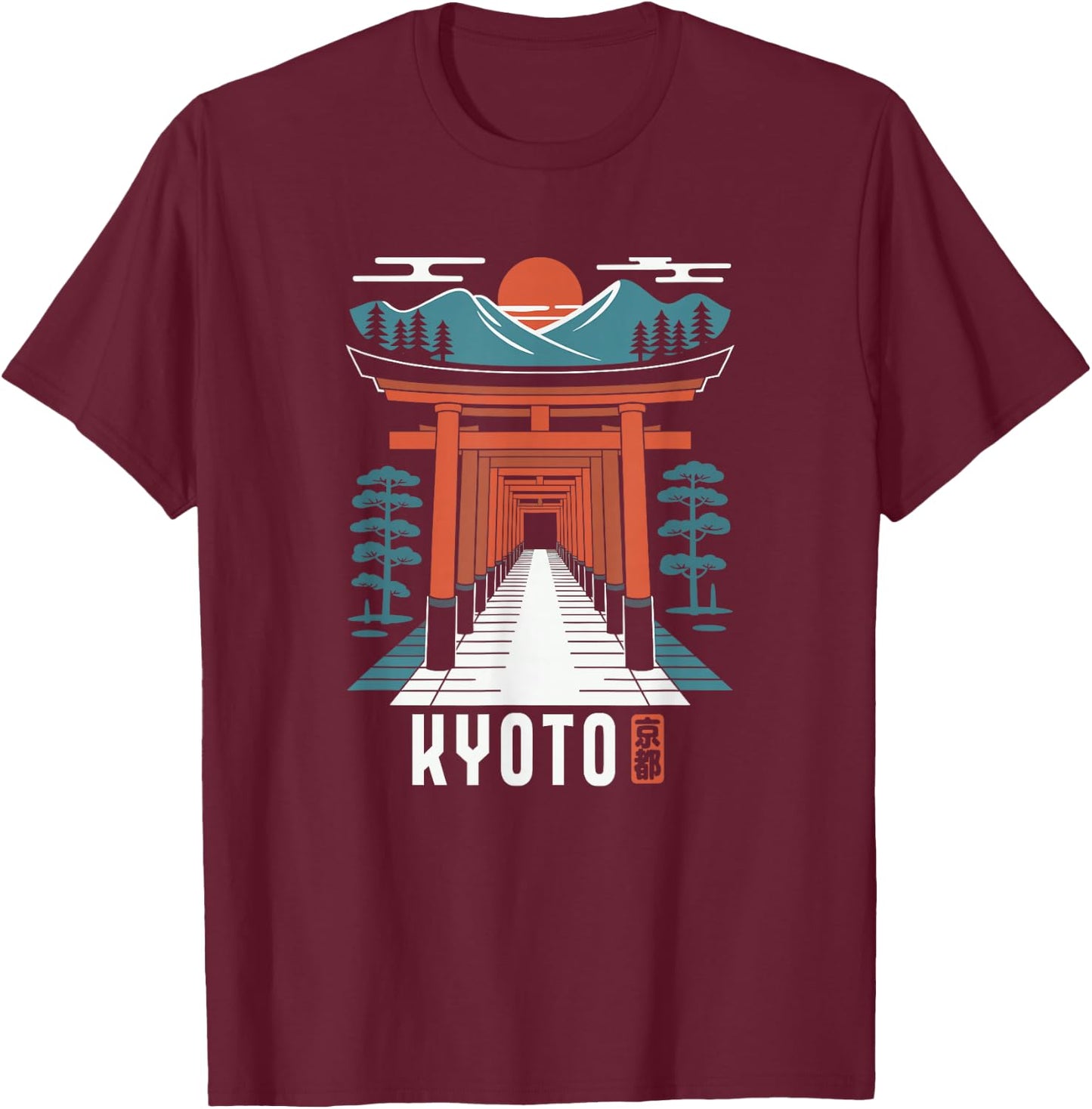 Kyoto Japan Fushimi Inari Shrine Japanese Kanji Souvenir T-Shirt - T-Shirt | Maroon