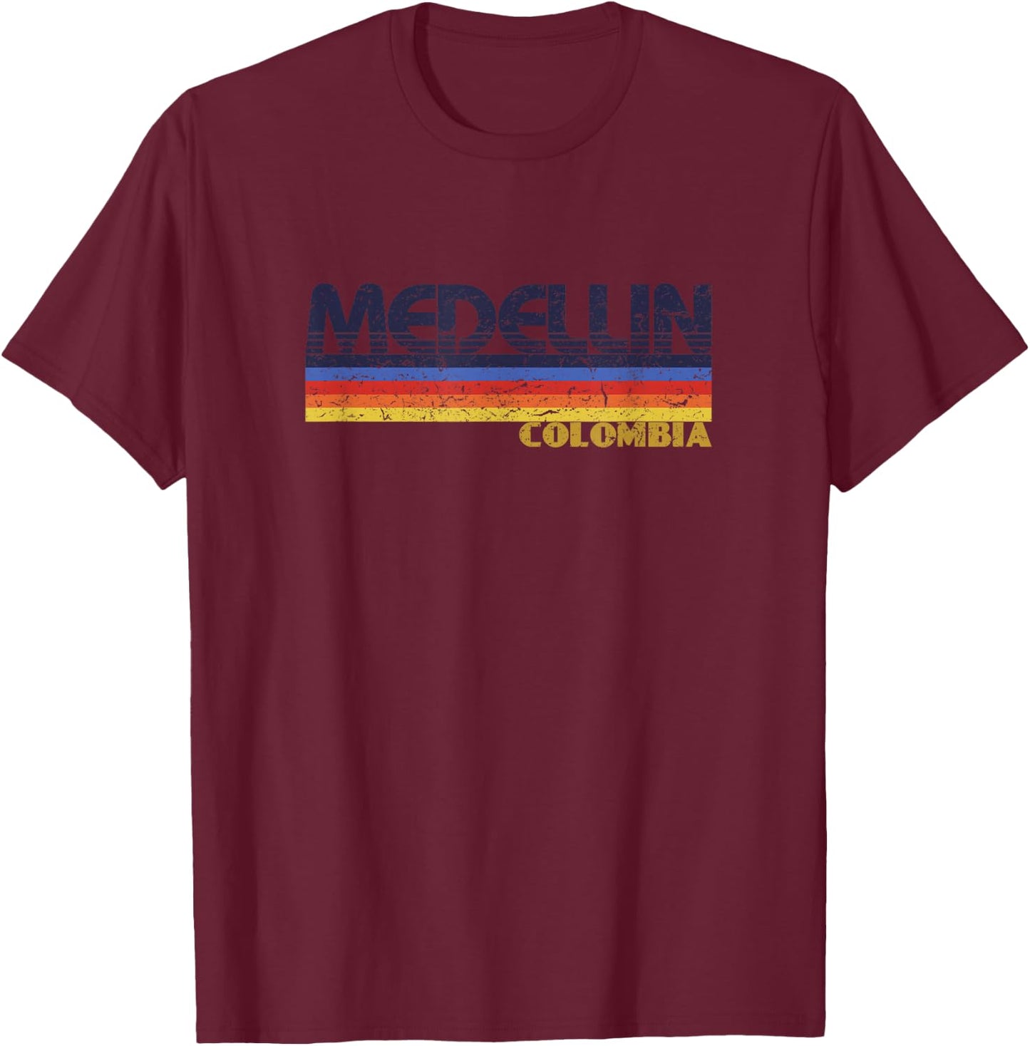 Vintage Medellin Colombia Retro Design T-Shirt - T-Shirt | Maroon