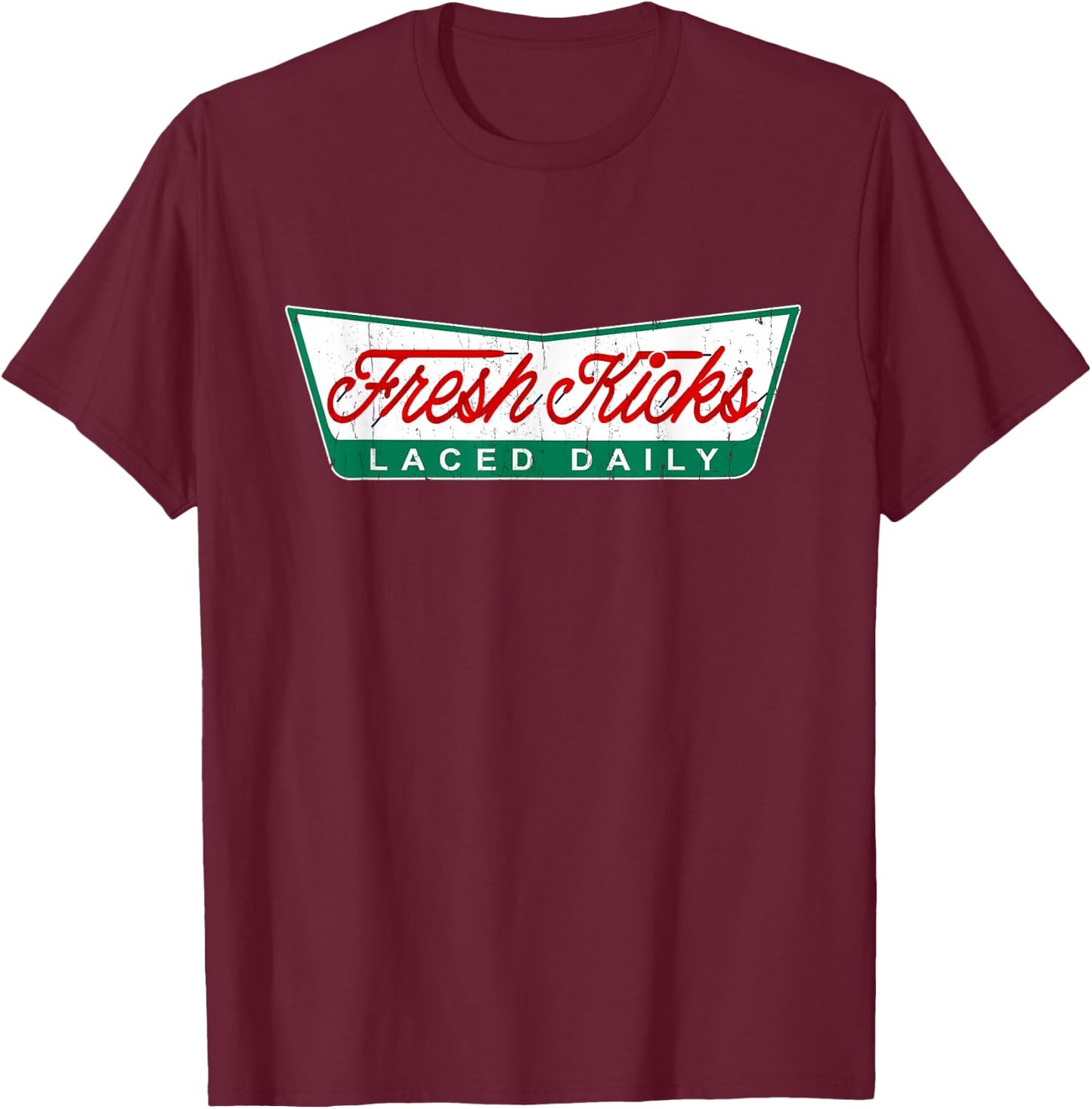 Sneaker Sauce Apparel Fresh Kicks Laced Daily -Adults Black Short Sleeve S T-Shirt - T-Shirt | Maroon