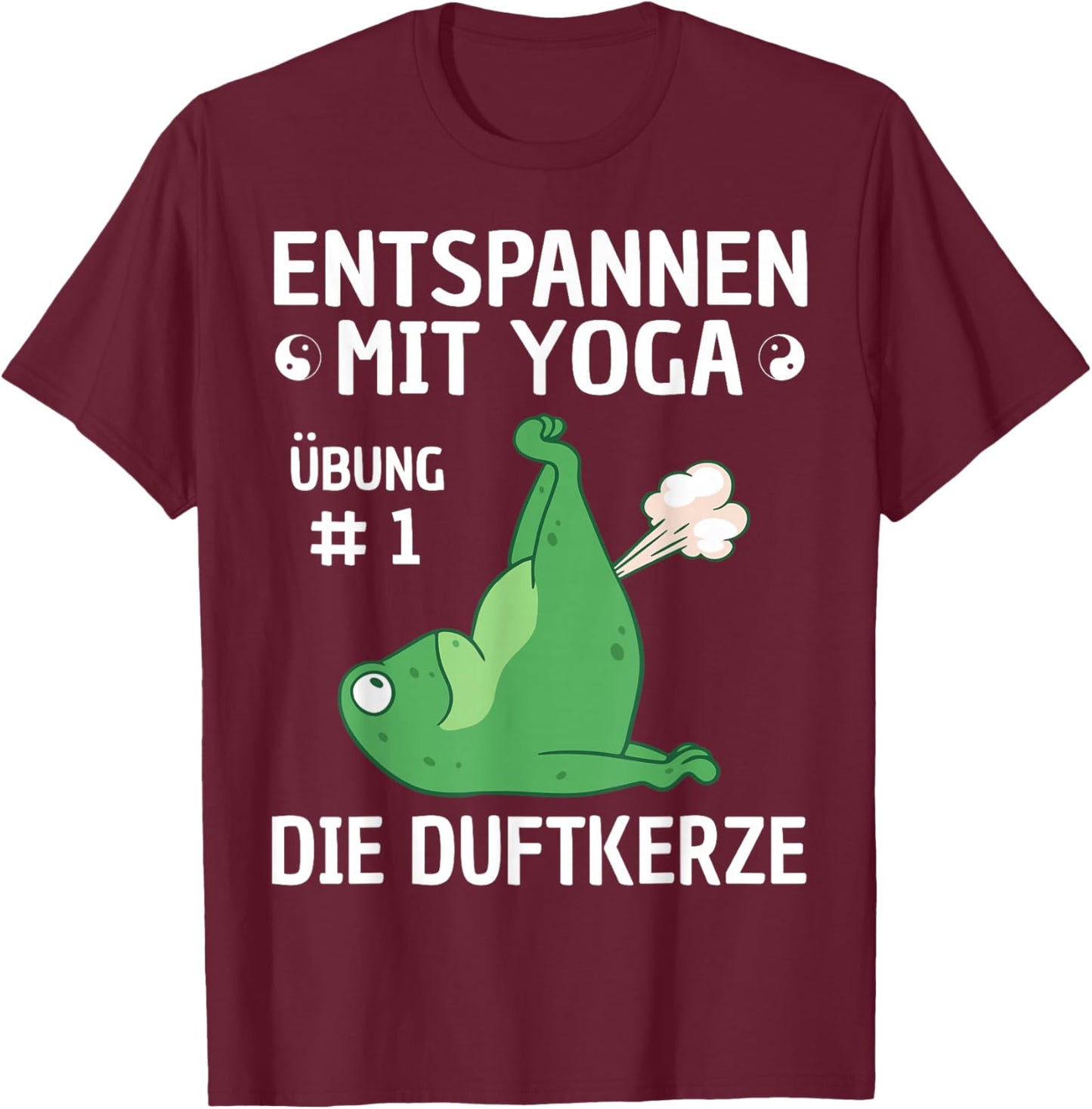Relaxing with Yoga Frog Motif Funny Meditation Fitness , black T-Shirt - T-Shirt | Maroon