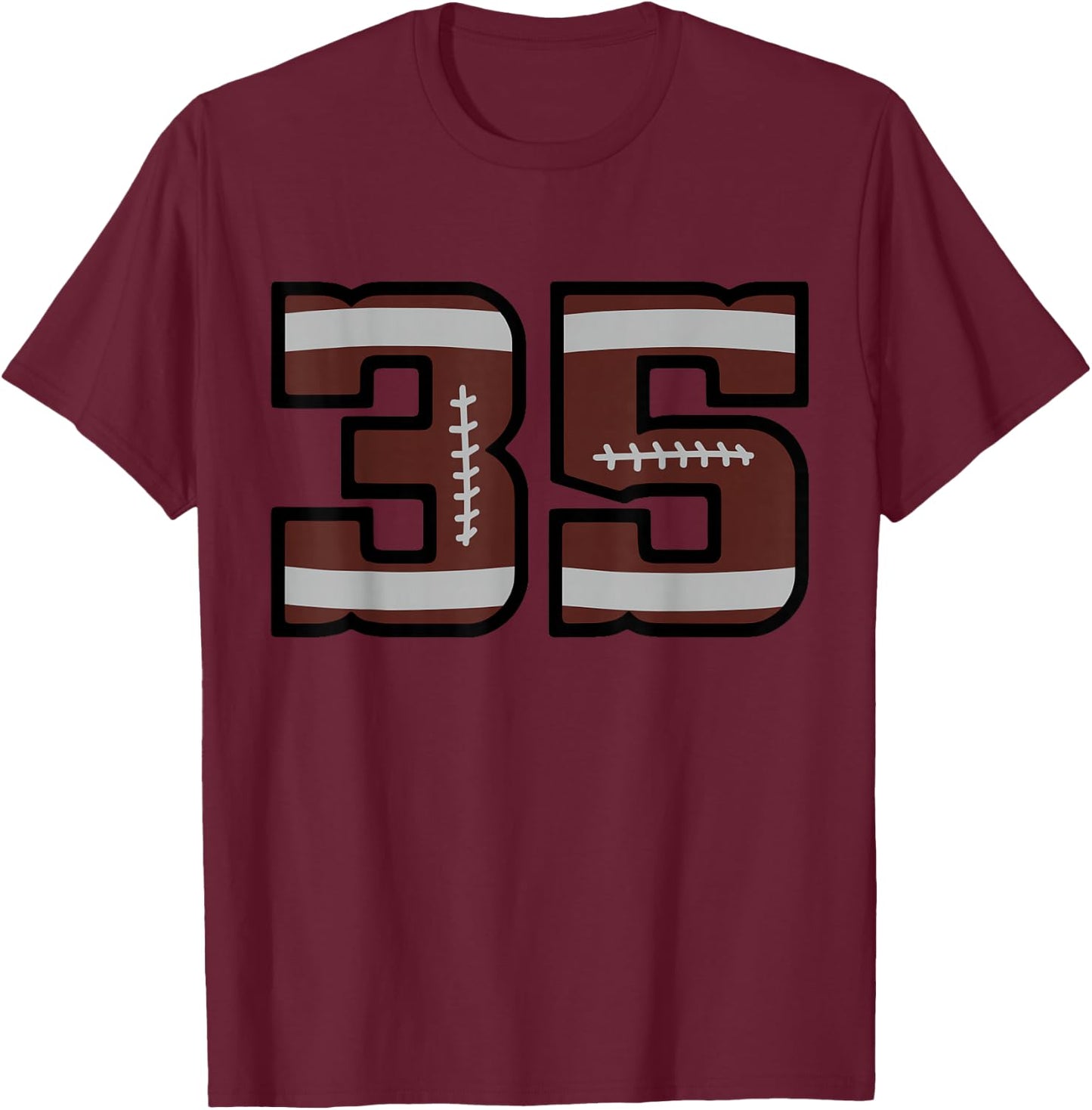 Football Number #35 T-Shirt - T-Shirt | Maroon