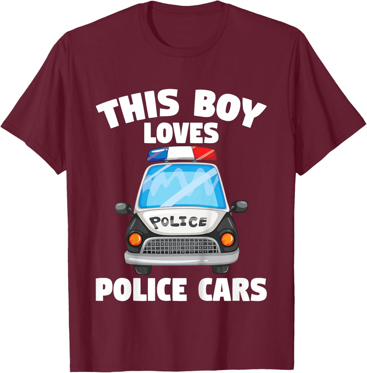 Kids Police Officer This Boy Loves Police Cars Toddler T-Shirt - T-Shirt | Maroon