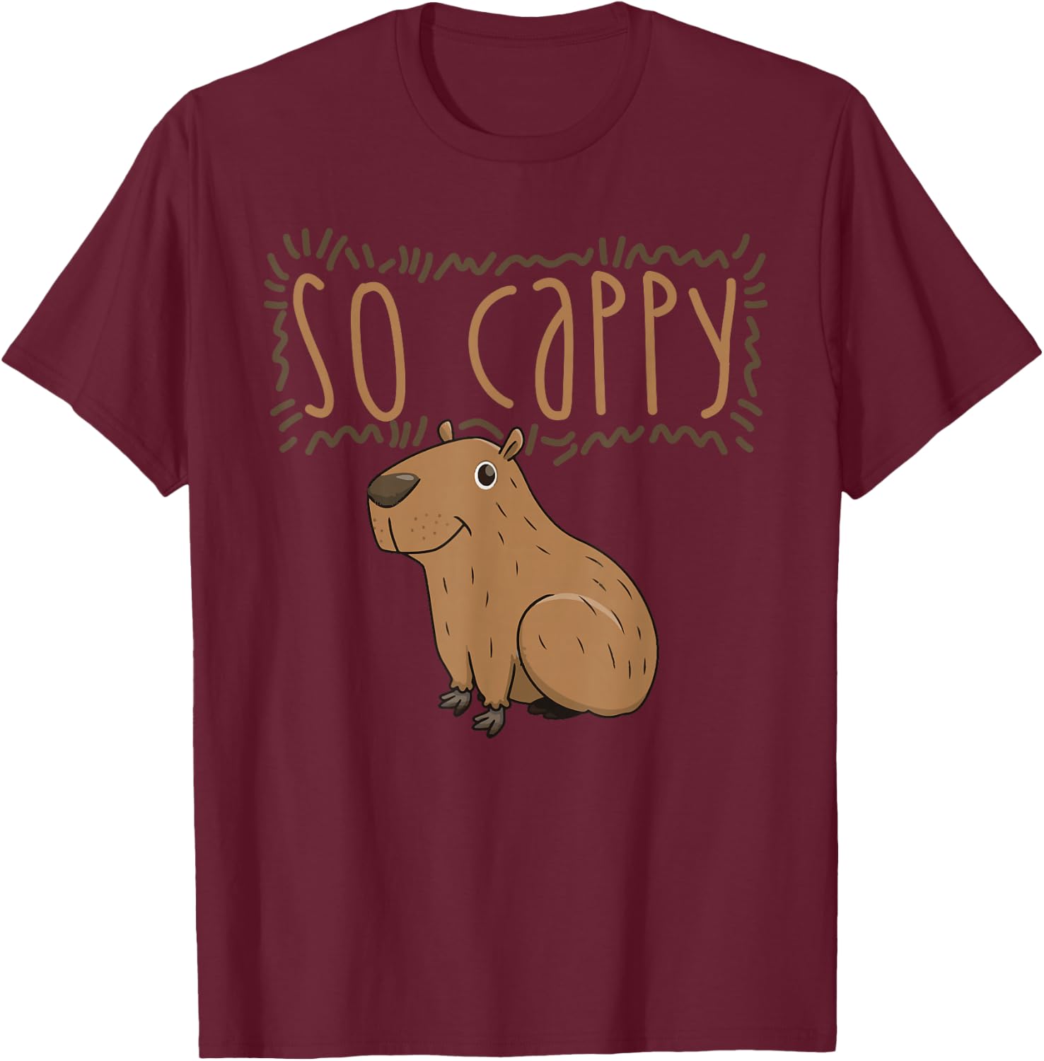 Capybara Water Pig Rodent Capybara , black, s T-Shirt - T-Shirt | Maroon