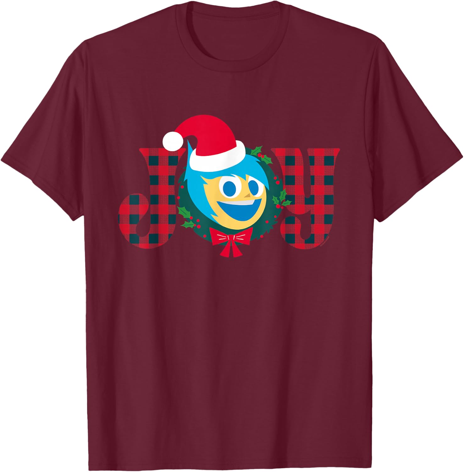 Disney and Pixar’s Inside Out 2 Christmas Holiday Santa Joy T-Shirt - T-Shirt | Maroon