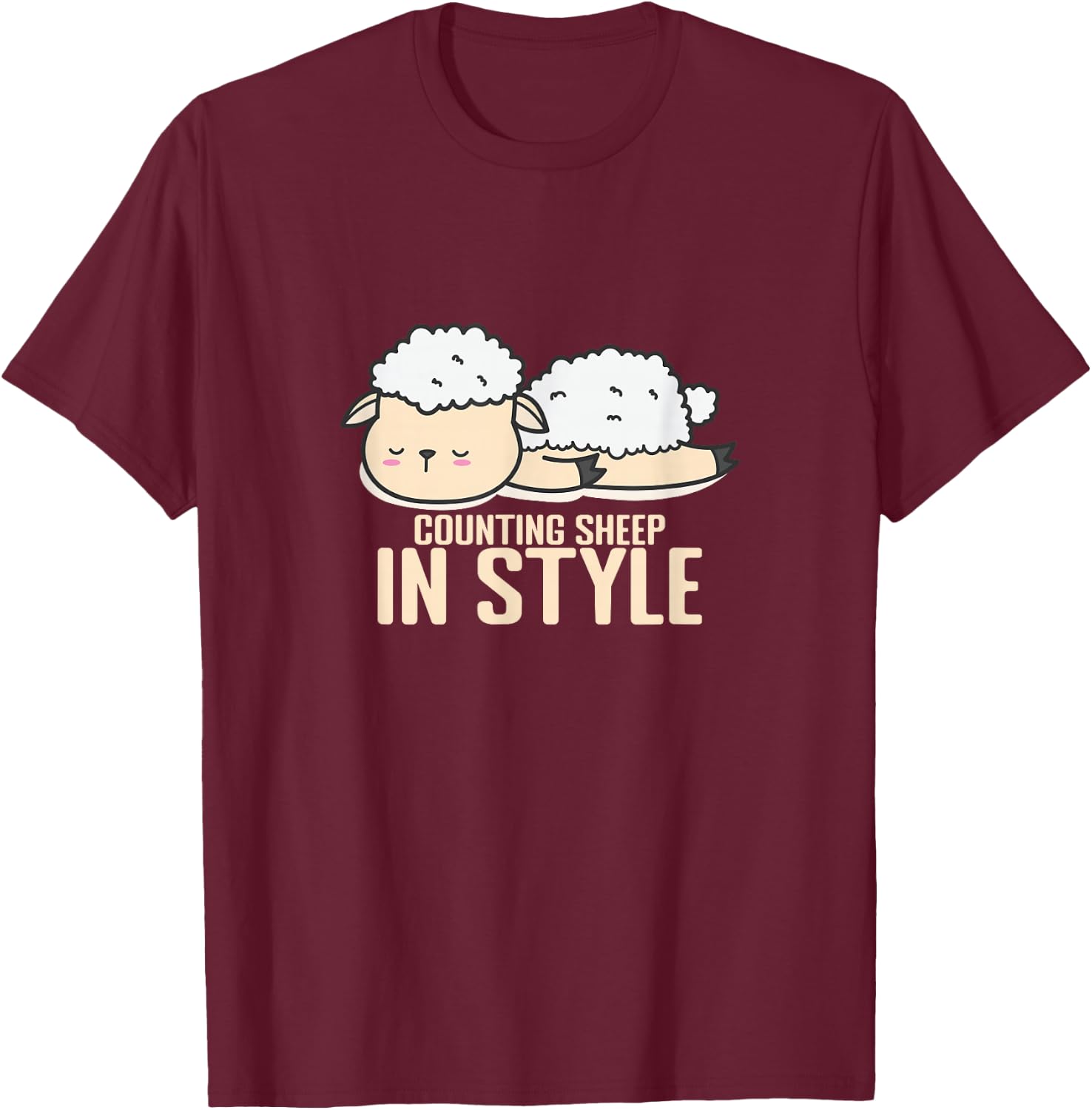 Counting Sheep in Style Pajamas Pyjamas T-Shirt - T-Shirt | Maroon