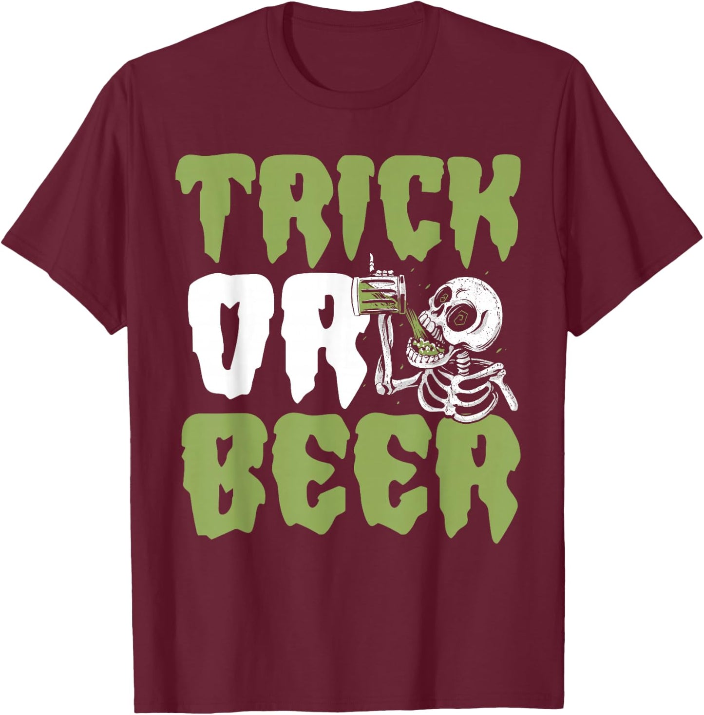 Trick or Beer Halloween T-Shirt - T-Shirt | Maroon
