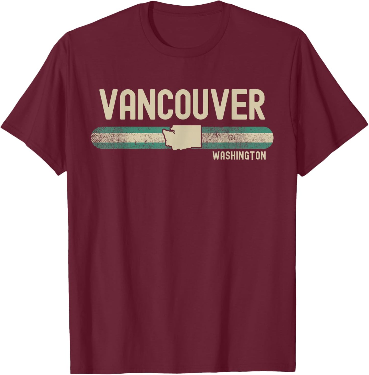 Vancouver WA | Washington | Travel & 80s Style T-Shirt - T-Shirt | Maroon