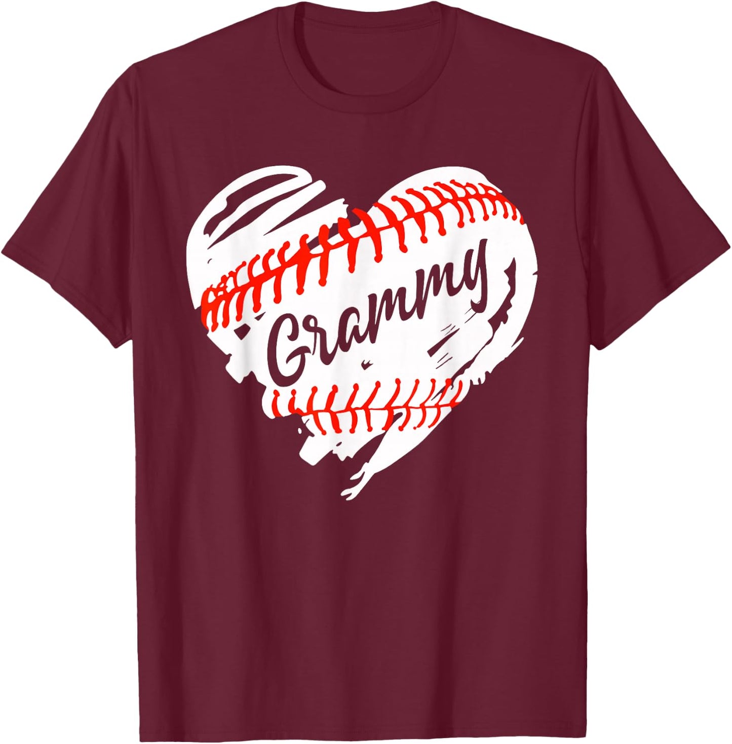 Baseball Heart Baseball Grammy Women Softball Mom Short T-Shirt - T-Shirt | Maroon