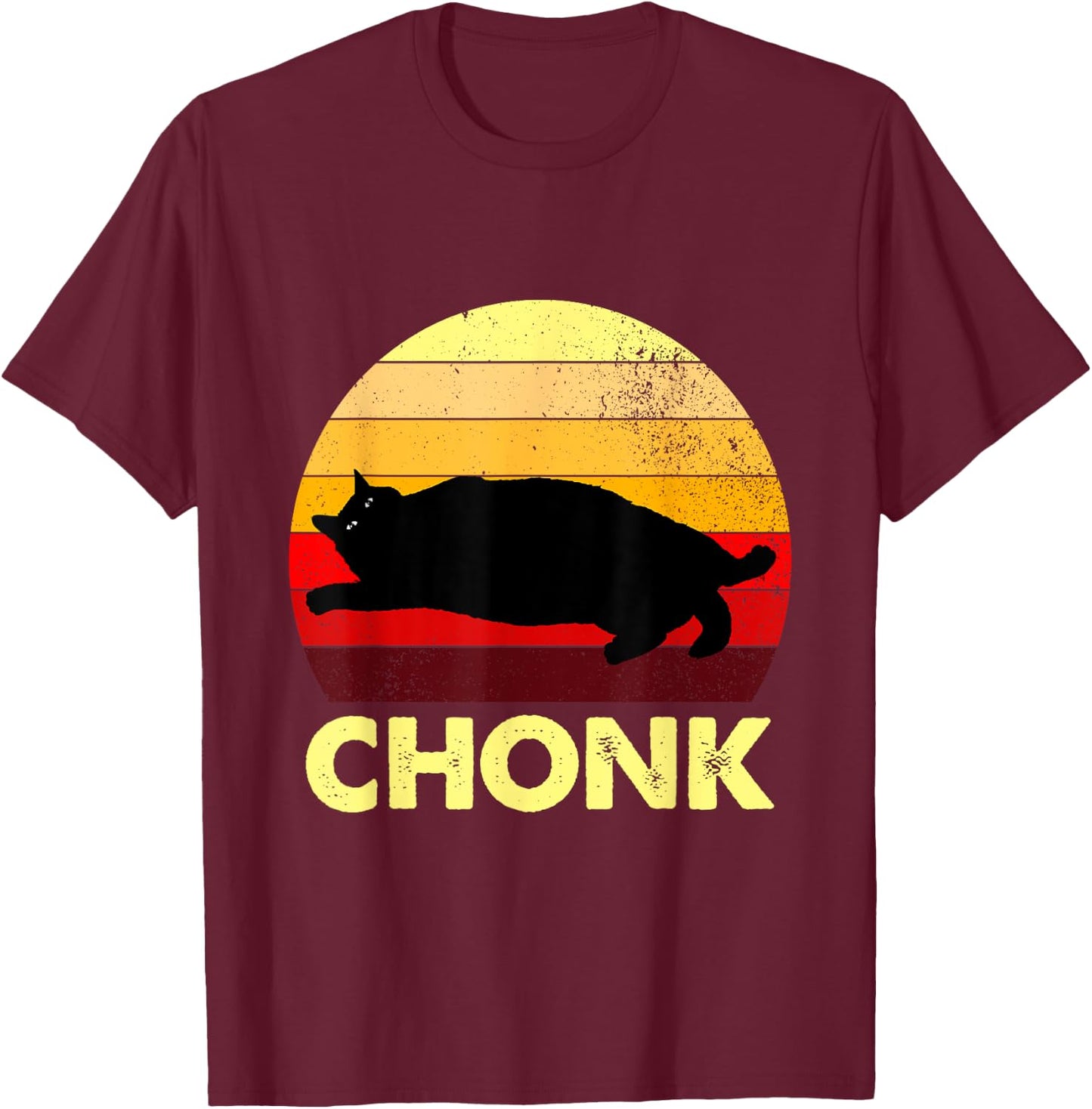 Retro Funny Chonk Cat Women T-Shirt - T-Shirt | Maroon