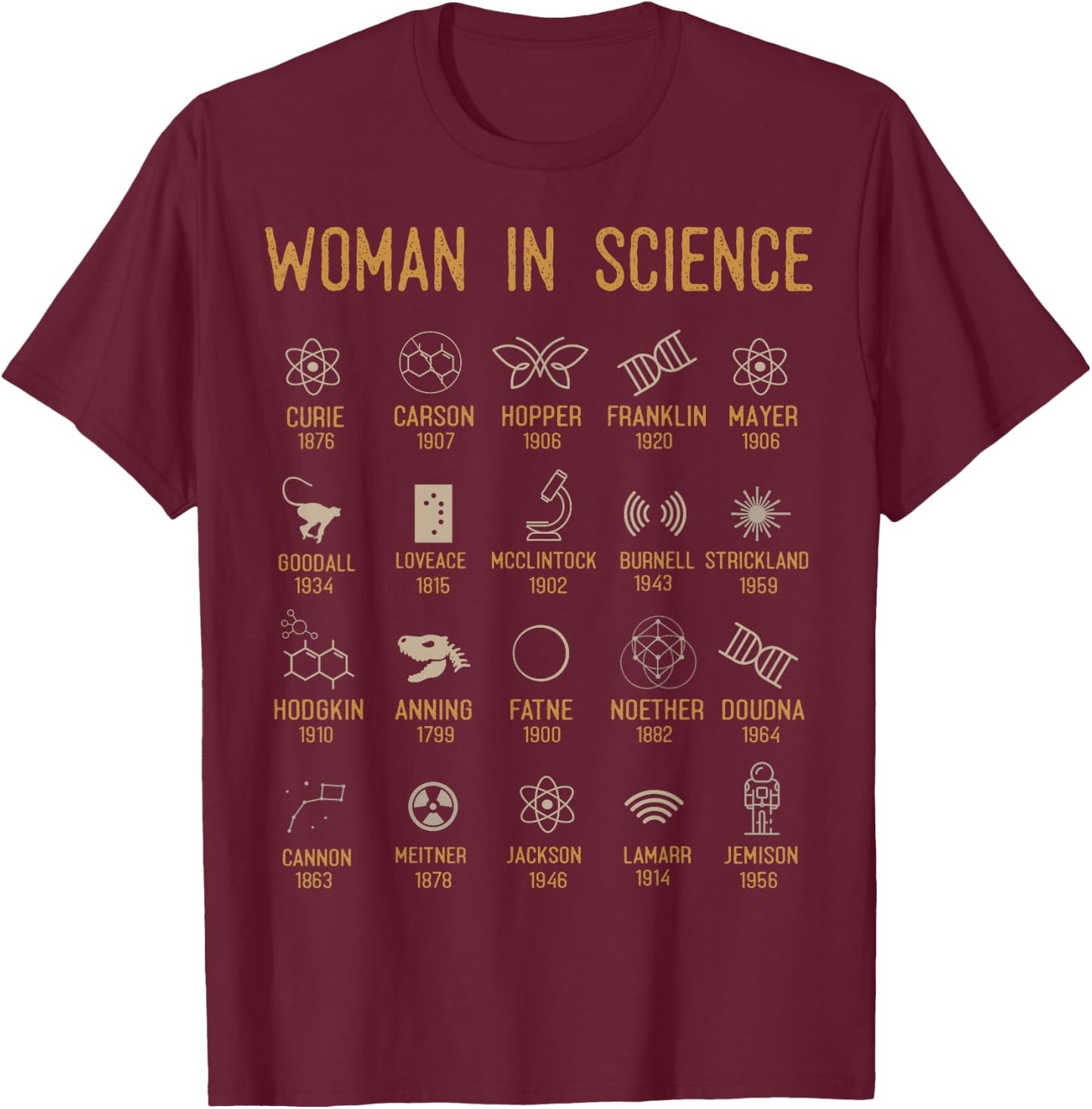 Women In Science, History Of Science T-Shirt - T-Shirt | Maroon