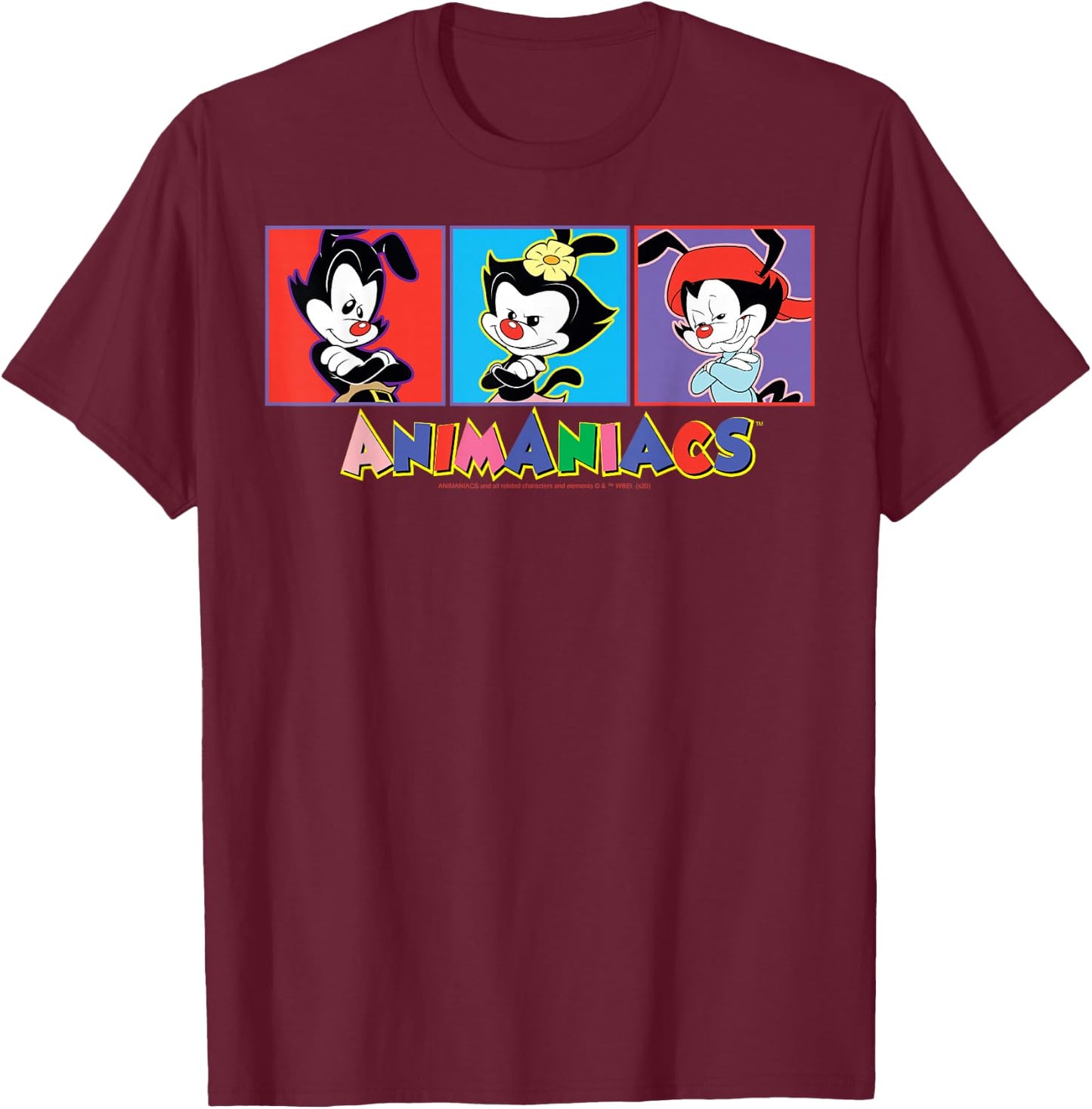 Animaniacs Yakko Wakko And Dot Box Up T-Shirt - T-Shirt | Maroon